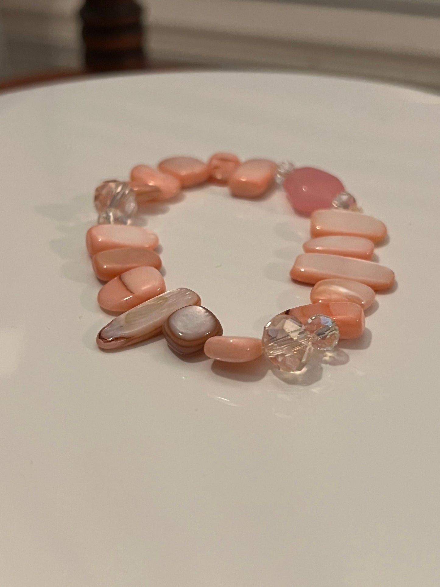 Vintage Pink Stones Bracelet Charm bracelet love Valentine’s Day Gift beads jewelry