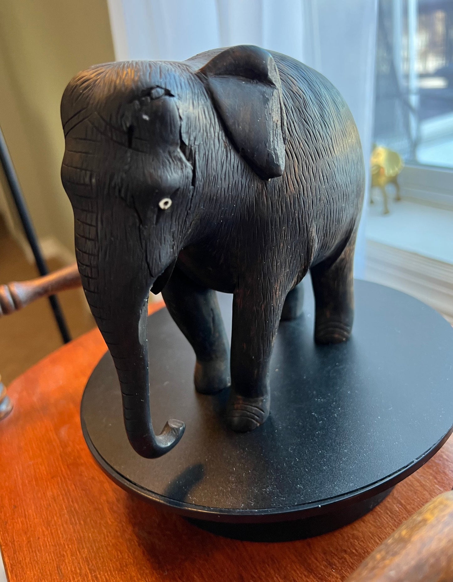 Vintage Carved Ebony Wood Elephant lucky elephants gifts Carved Gifts Lover Antiques and Vintage