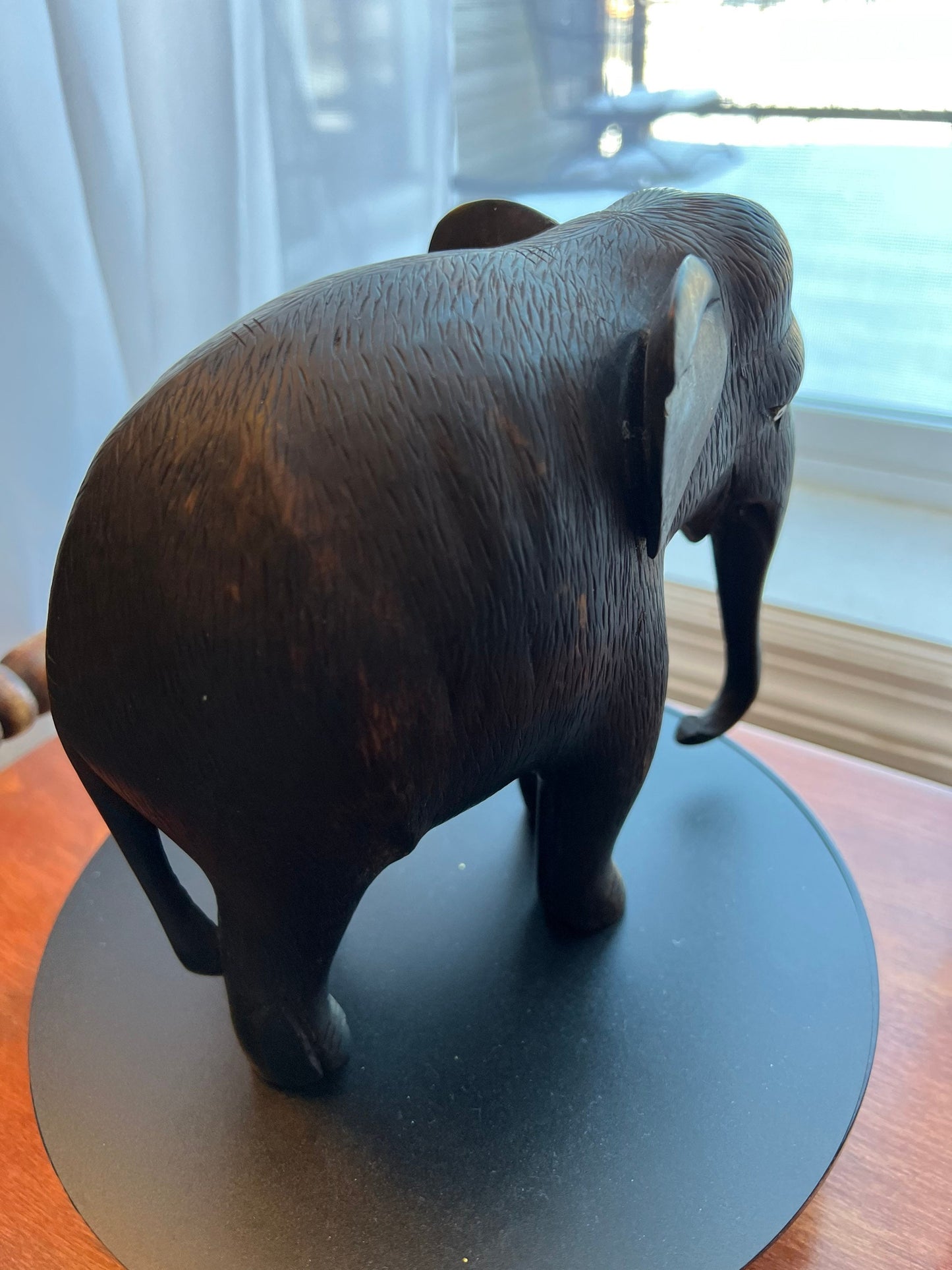 Vintage Carved Ebony Wood Elephant lucky elephants gifts Carved Gifts Lover Antiques and Vintage