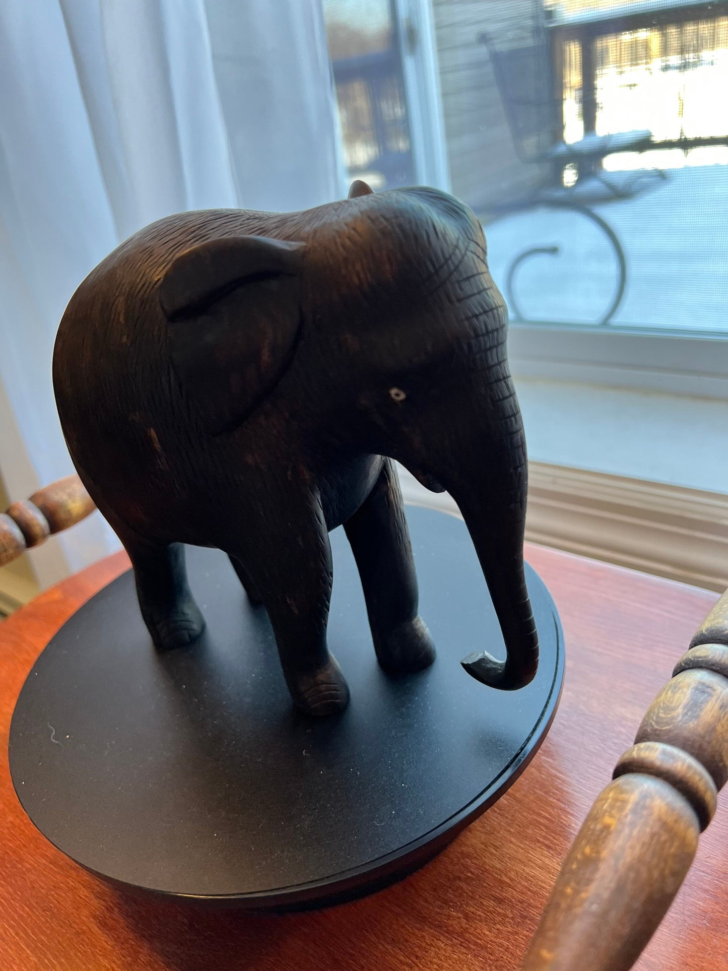 Vintage Carved Ebony Wood Elephant lucky elephants gifts Carved Gifts Lover Antiques and Vintage