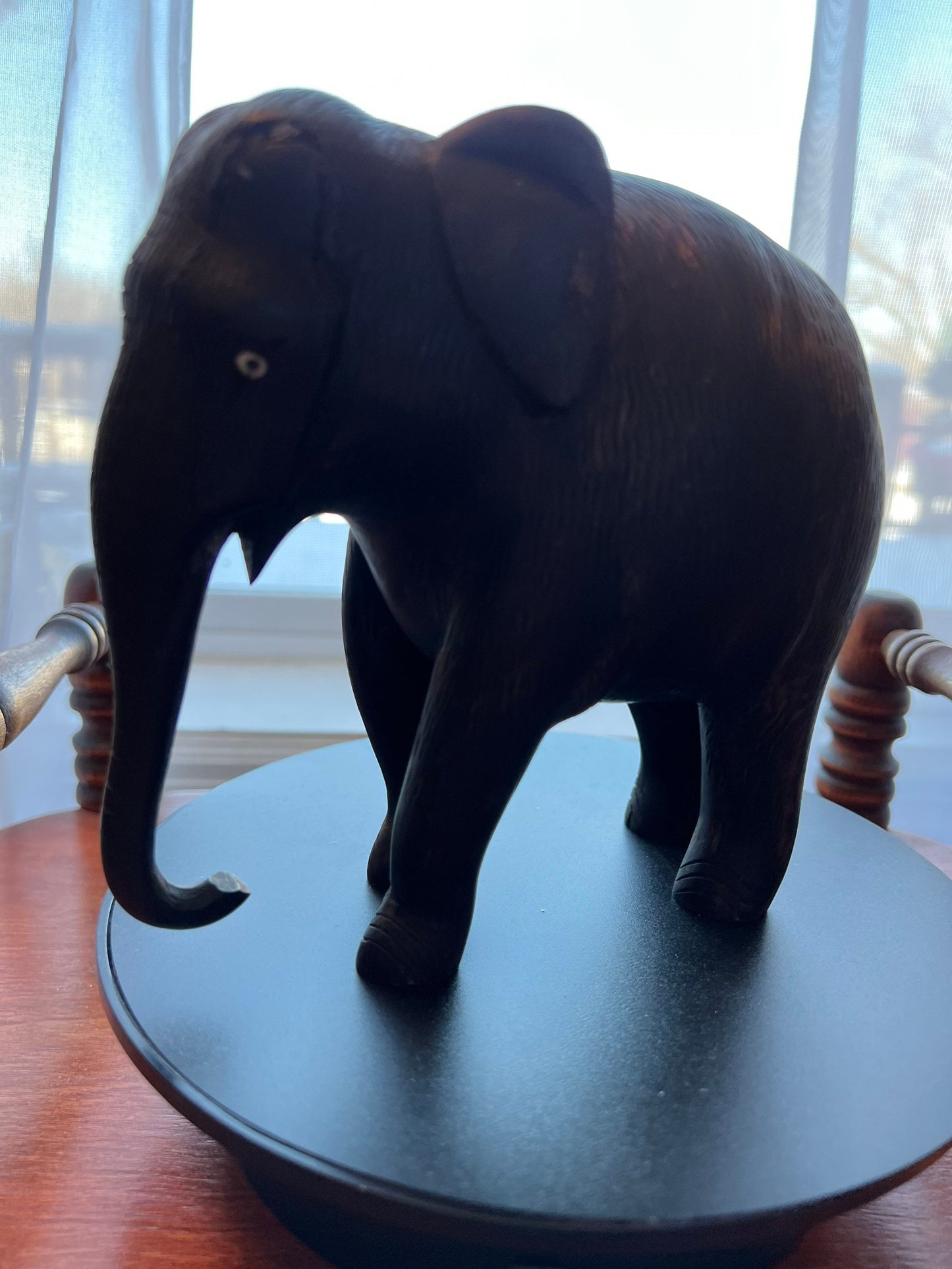 Vintage Carved Ebony Wood Elephant lucky elephants gifts Carved Gifts Lover Antiques and Vintage