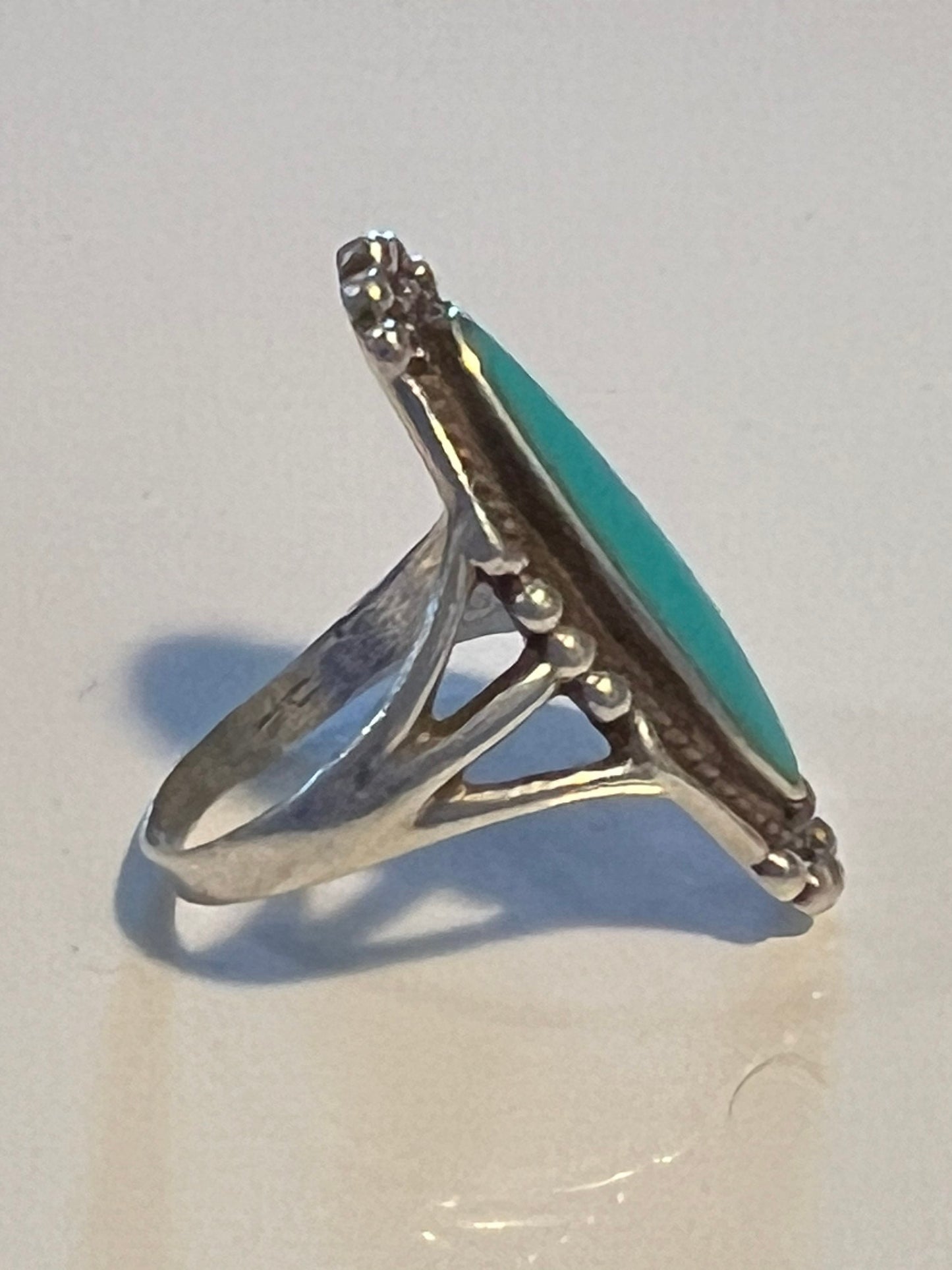 Vintage Navajo Sterling Silver Ring with Turquoise Bell Trading Post Southwest Pretty Things