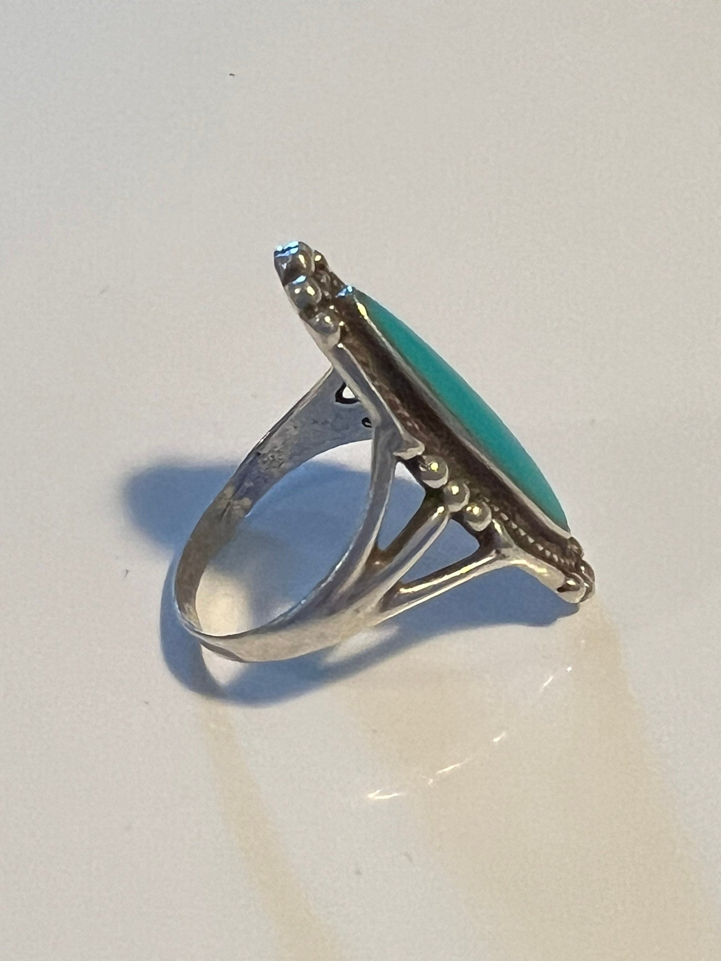 Vintage Navajo Sterling Silver Ring with Turquoise Bell Trading Post Southwest Pretty Things