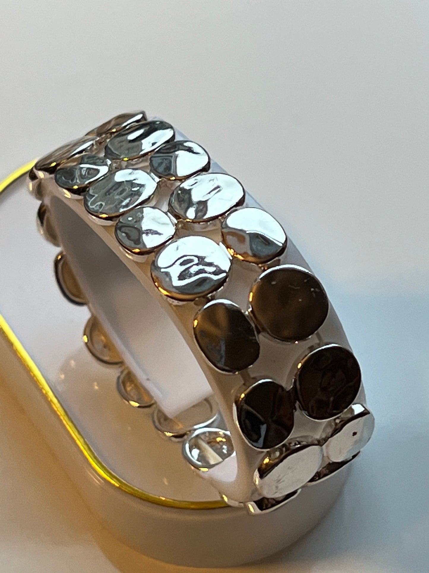 Vintage Double Row Circle Bracelet Silver Tone Mid Century Style Bracelets Jewelry Circles