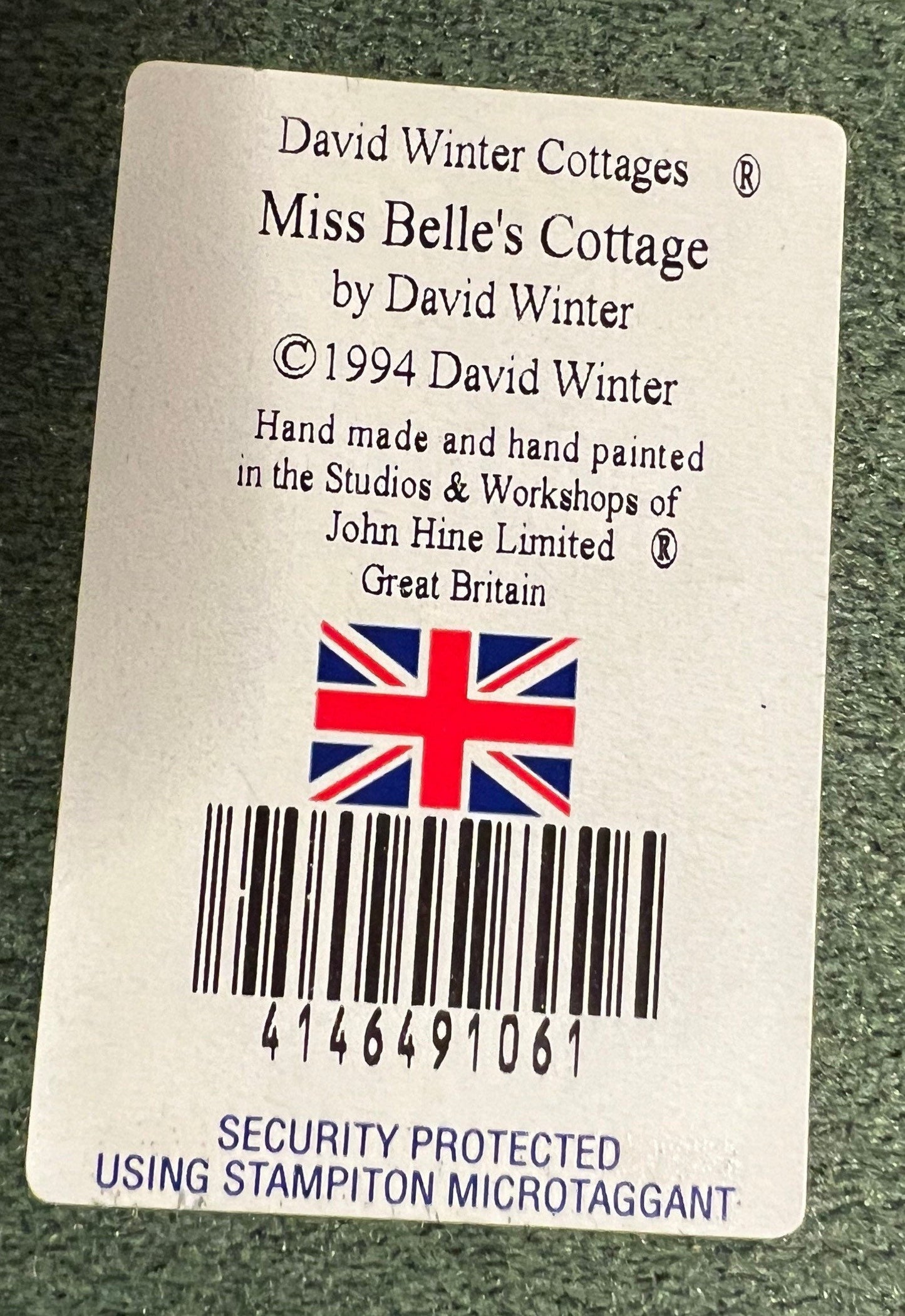 Vintage Miss Belle’s Cottage by David Winter Cottages handmade hand painted Great Britain figures figurines 1994