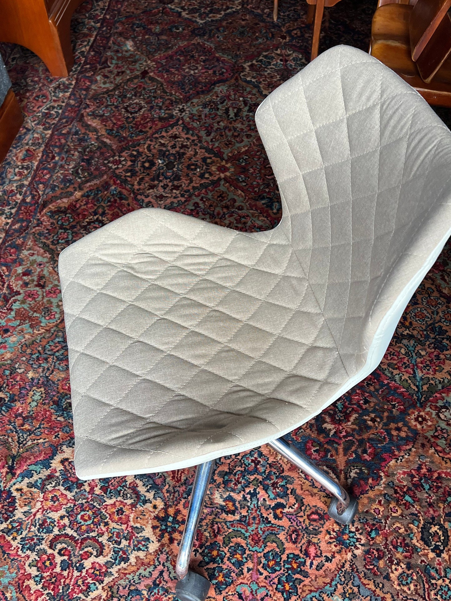 Mid Century Modern Style Cream Tan Office Chair Vintage Chairs Lover Antiques