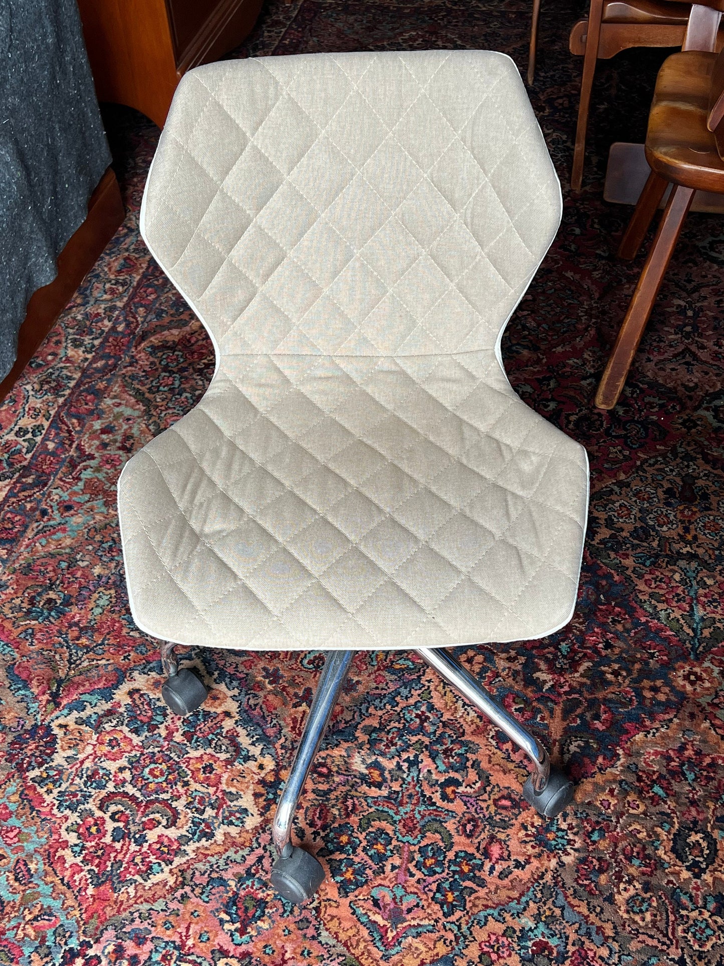 Mid Century Modern Style Cream Tan Office Chair Vintage Chairs Lover Antiques