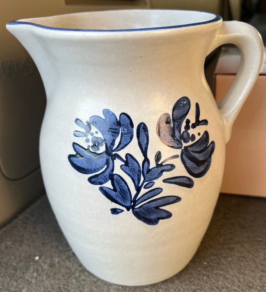Vintage Pfaltzgraff Pitcher Gift Art Yorktowne Serving Vase Blue Cobalt Ceramic