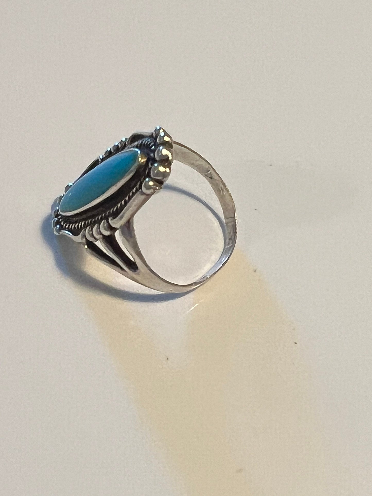 Vintage Navajo Sterling Silver Ring with Turquoise Bell Trading Post Southwest Pretty Things