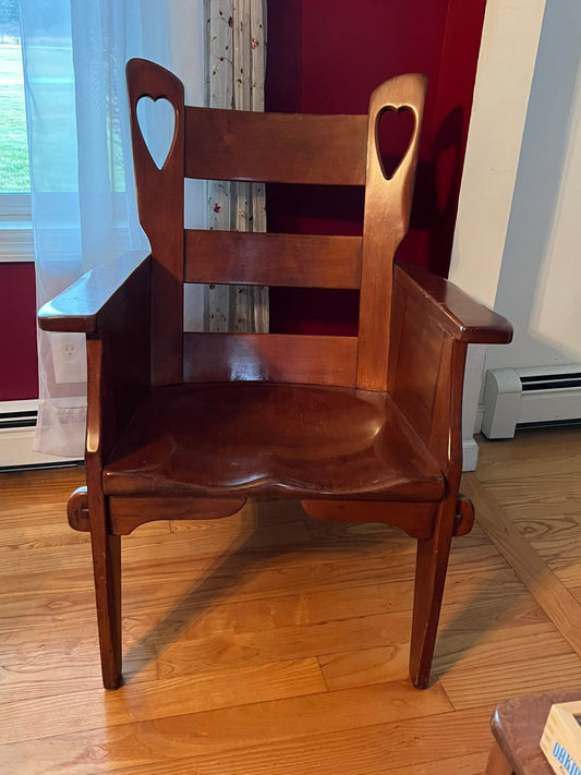 Cushman Colonial Creations Heart Back Slipper Arm Chair No. 4-181A Vintage Rustic Home Decor Lover Antiques and Vintage