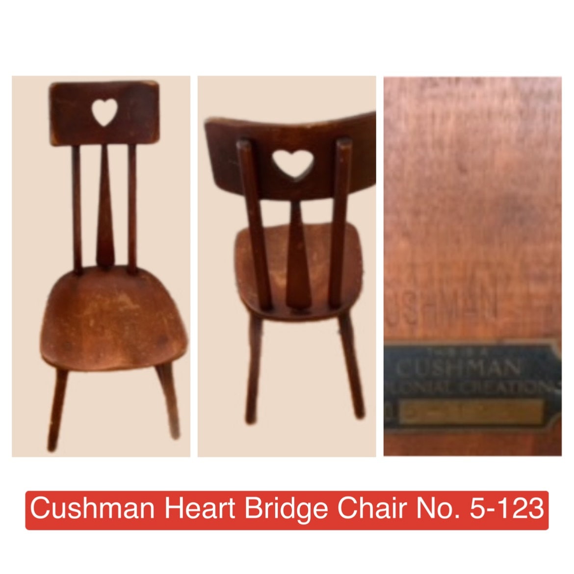 Vintage Cushman Colonial Creations Heart Bridge Chair No. 5-123 Heart Chair Lover Antiques and Vintage