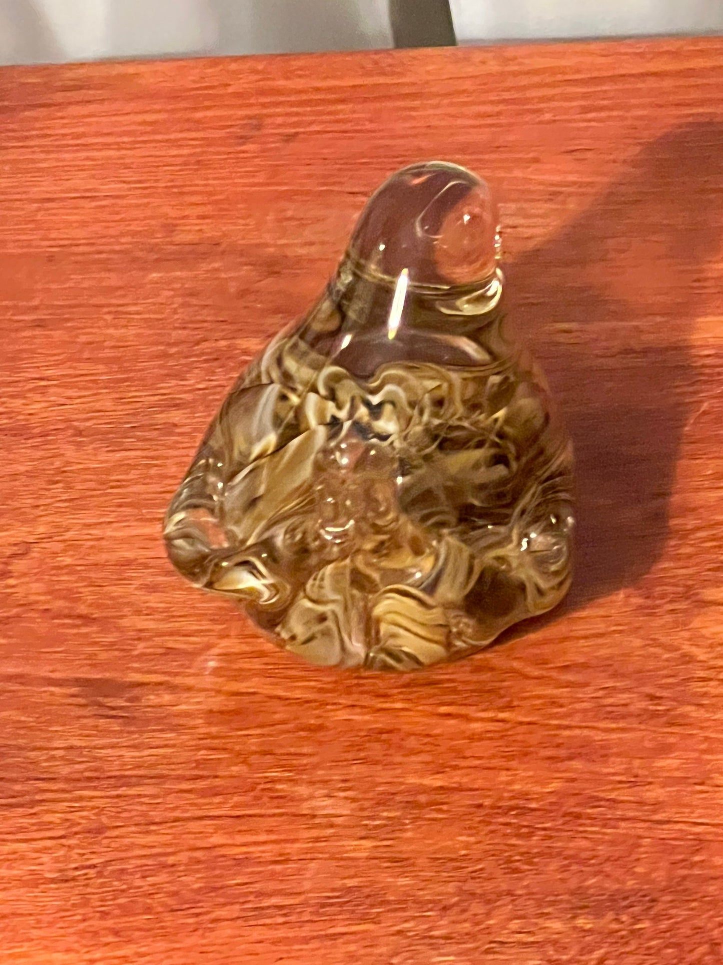 Vintage Joe Rice Signed 1992 Gold Glass Bird Figurine Controlled Bubble Art Glass Bird, Lover Antiques and Vintage