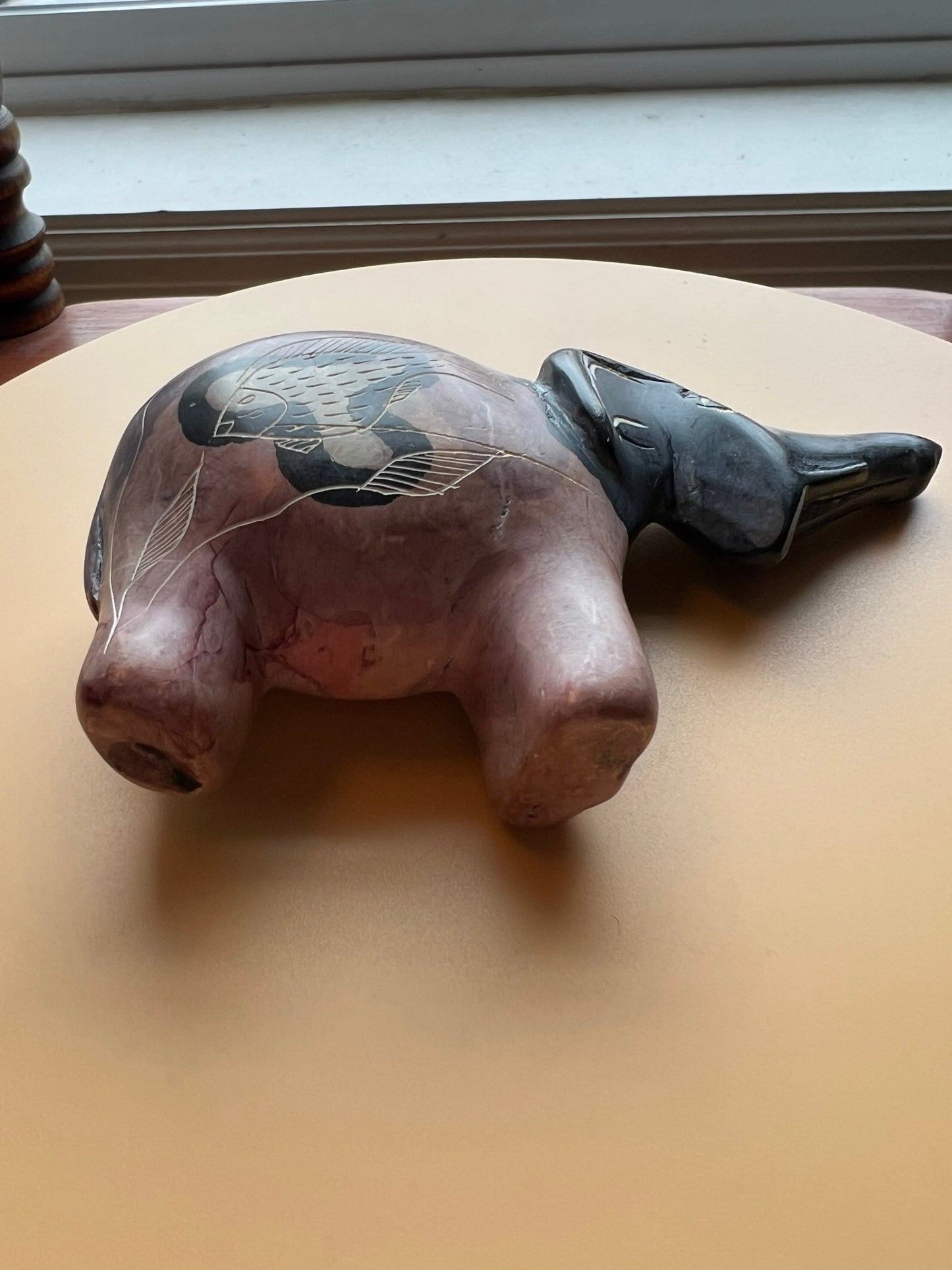 Vintage Soapstone Elephant Etched with its trunk up Figurine Elephants Unique Figure Lucky