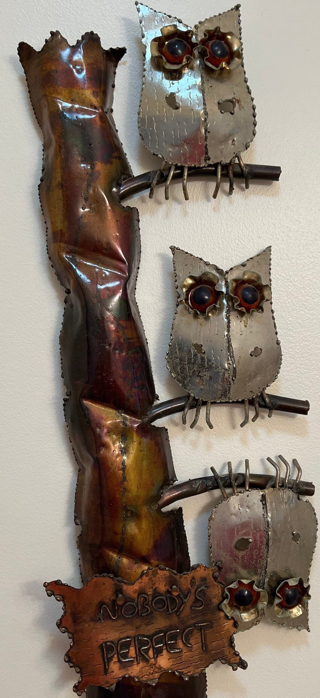 Vintage Butterflies in Flight Metal Wall Hanging Copper Wall Art Artwork Curtis Jere Style Butterfly Brutalist Art Sculpture Rare!