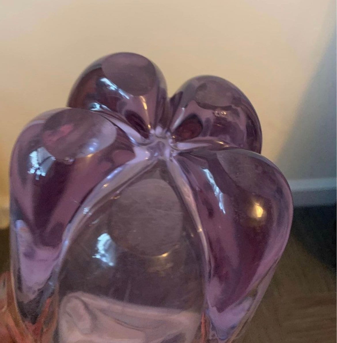 Vintage Czechoslovakian Zelezny Brod Sklo Alexandrite Neodymium Purple Glass Vase with Ruffled Edge Glass