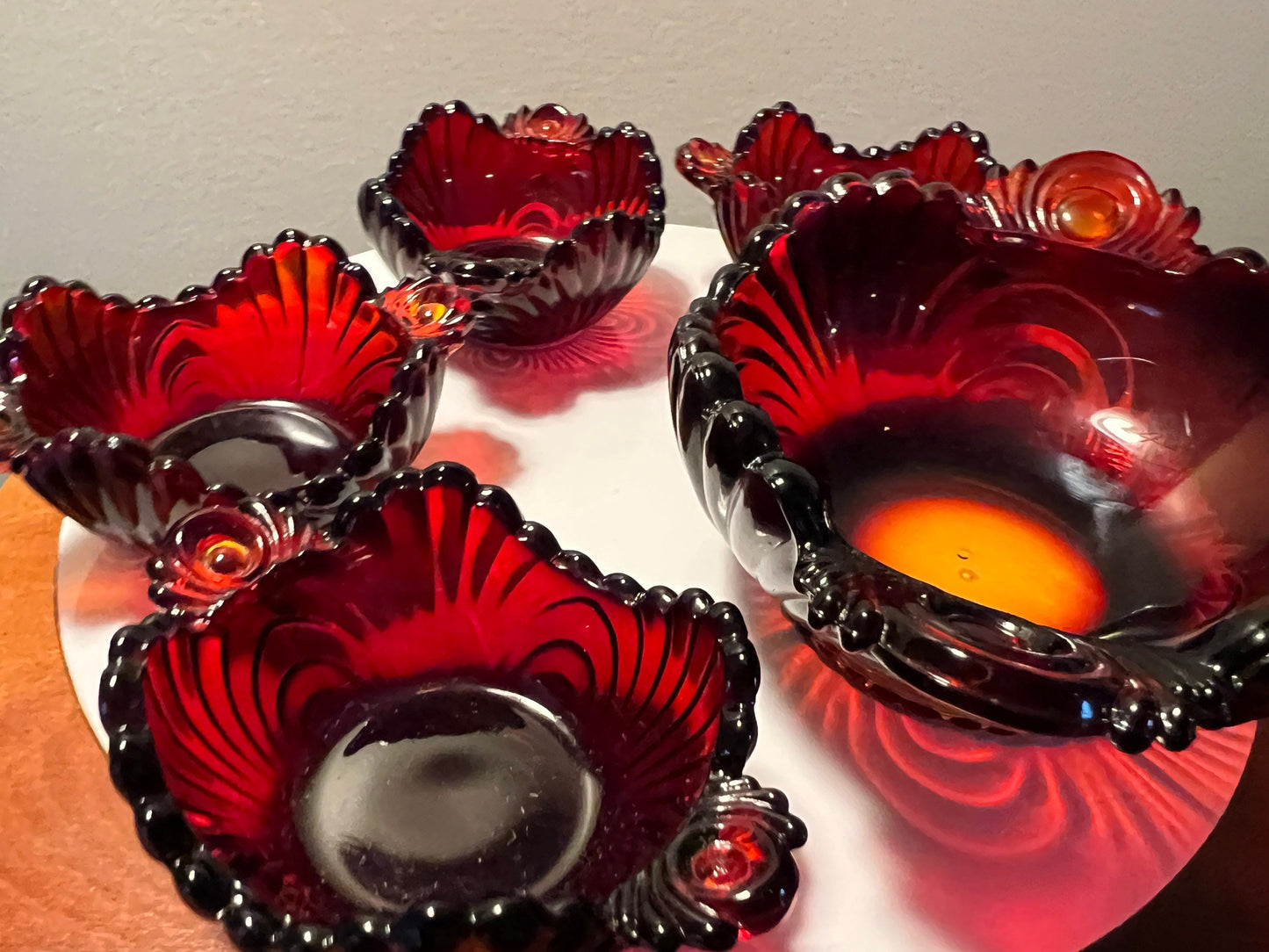 Vintage Red Amberina Glass Art Bowls Summit Art Small Glass Collection Lover Antiques & Vintage
