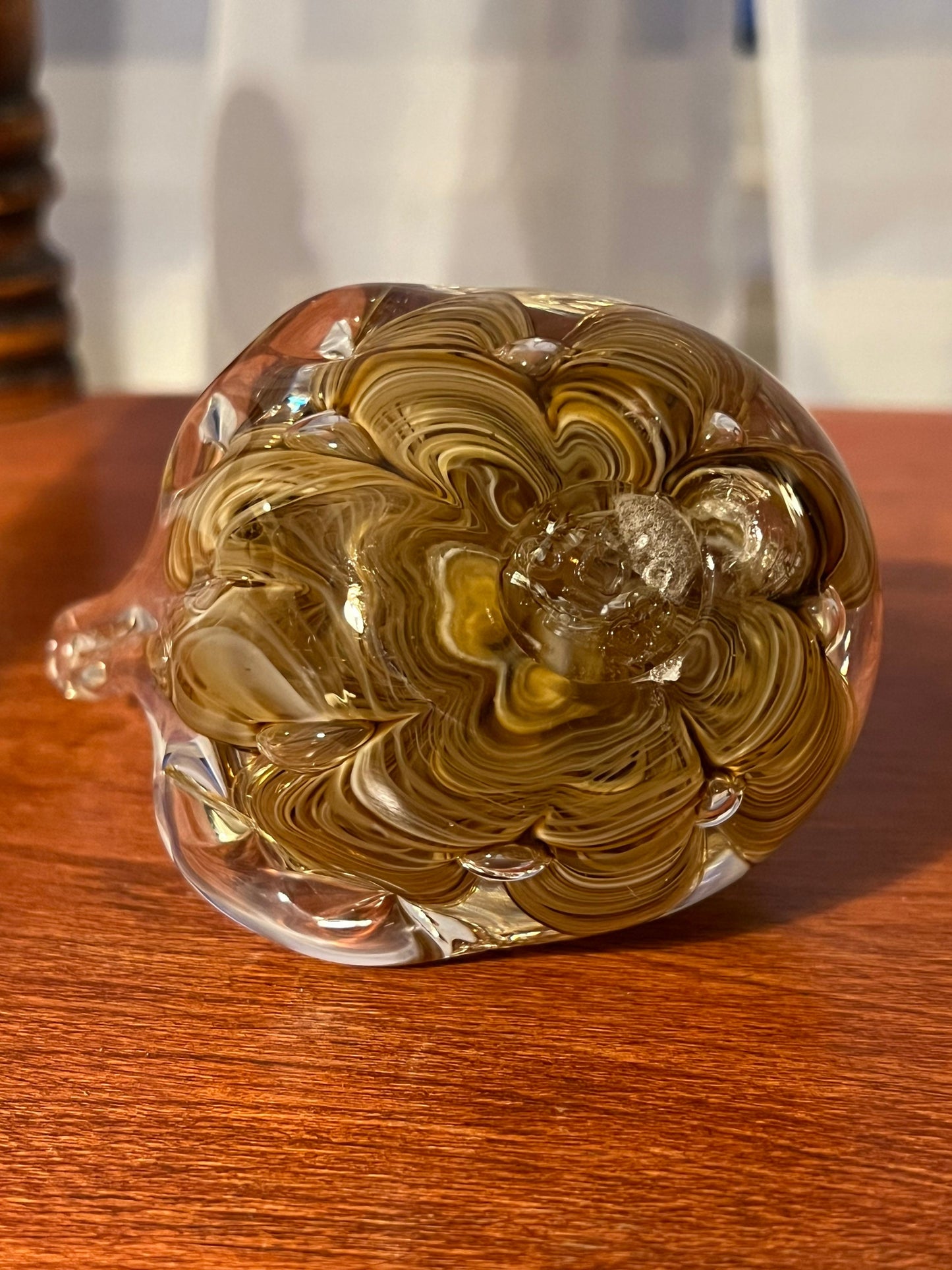 Vintage Joe Rice Signed 1992 Gold Glass Bird Figurine Controlled Bubble Art Glass Bird, Lover Antiques and Vintage