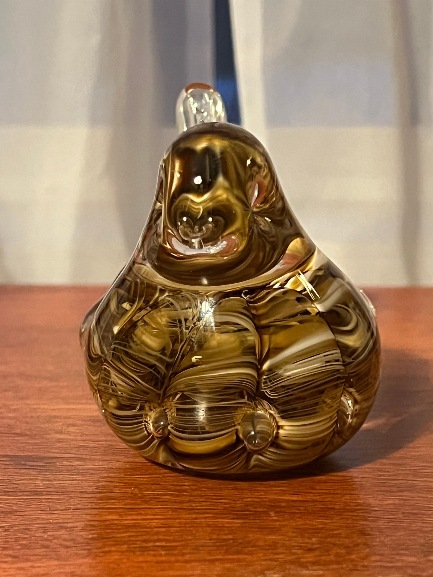 Vintage Joe Rice Signed 1992 Gold Glass Bird Figurine Controlled Bubble Art Glass Bird, Lover Antiques and Vintage