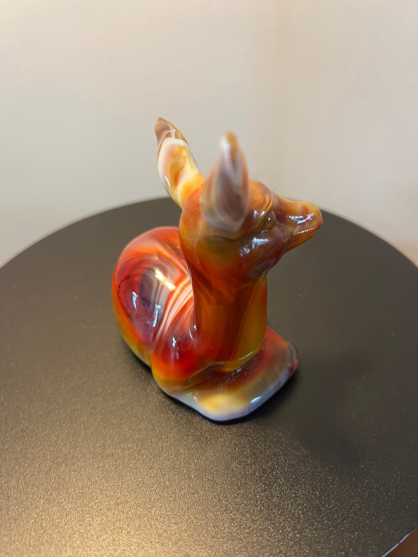 Vintage Fenton Fawn Deer Ruby Marble 1984 Special Order Satin Glass Art