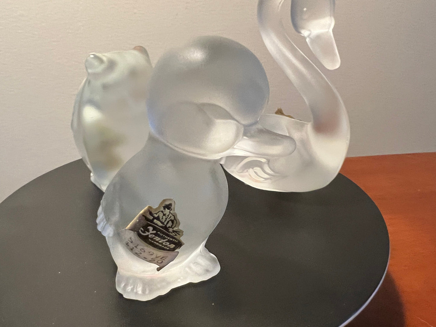 Vintage Fenton Frosted Swan Owl and Duckling Glass Art Set of 3 Glass Animals Lover Antiques Vintage
