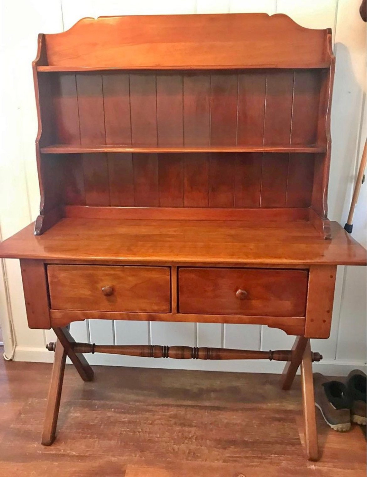 Cushman Colonial Creations North Shore Cross Base Dresser & Hutch No. 3-176 Mid Century Modern Lines Vintage Furniture