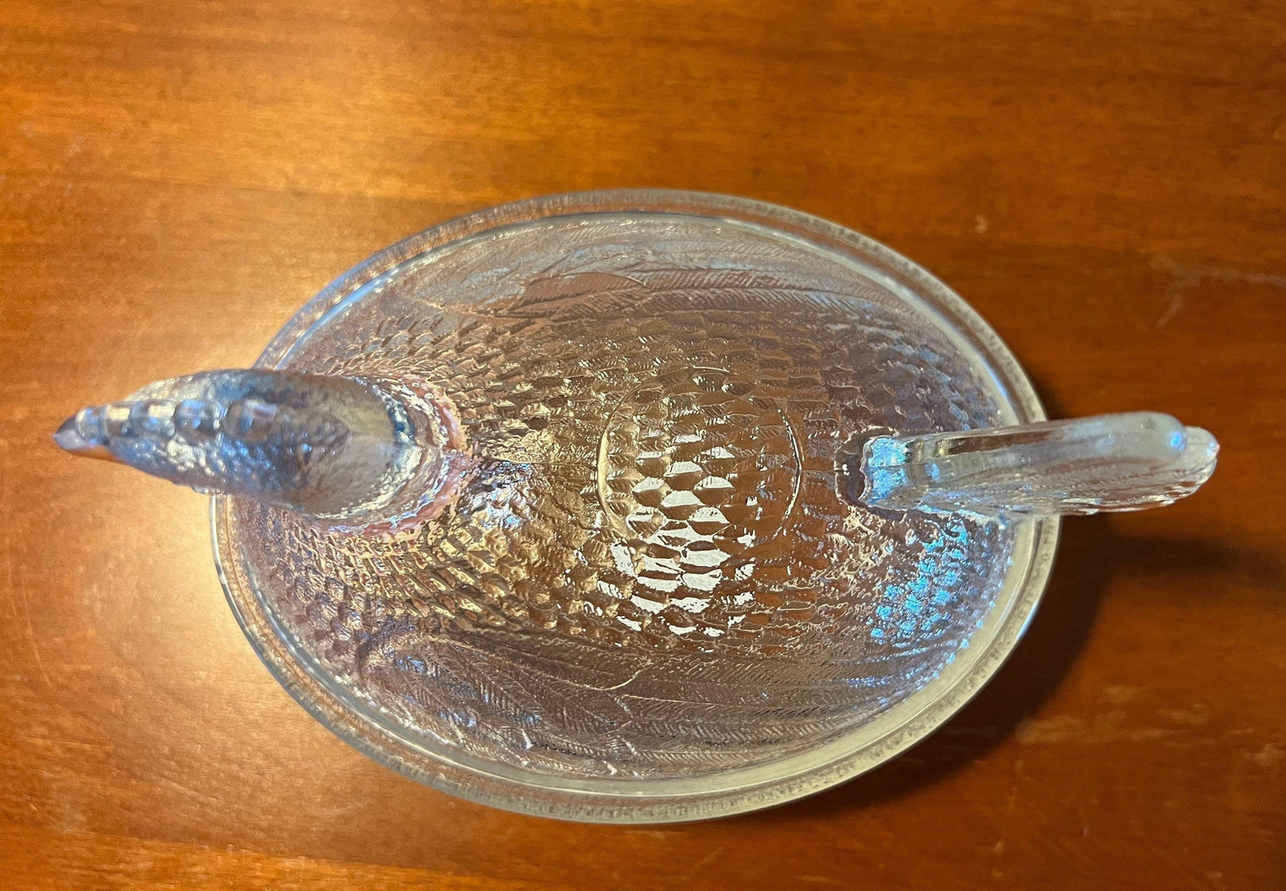 Vintage Glass Rooster On Nest Covered Dish Nesting Chicken Clear with lid art glass