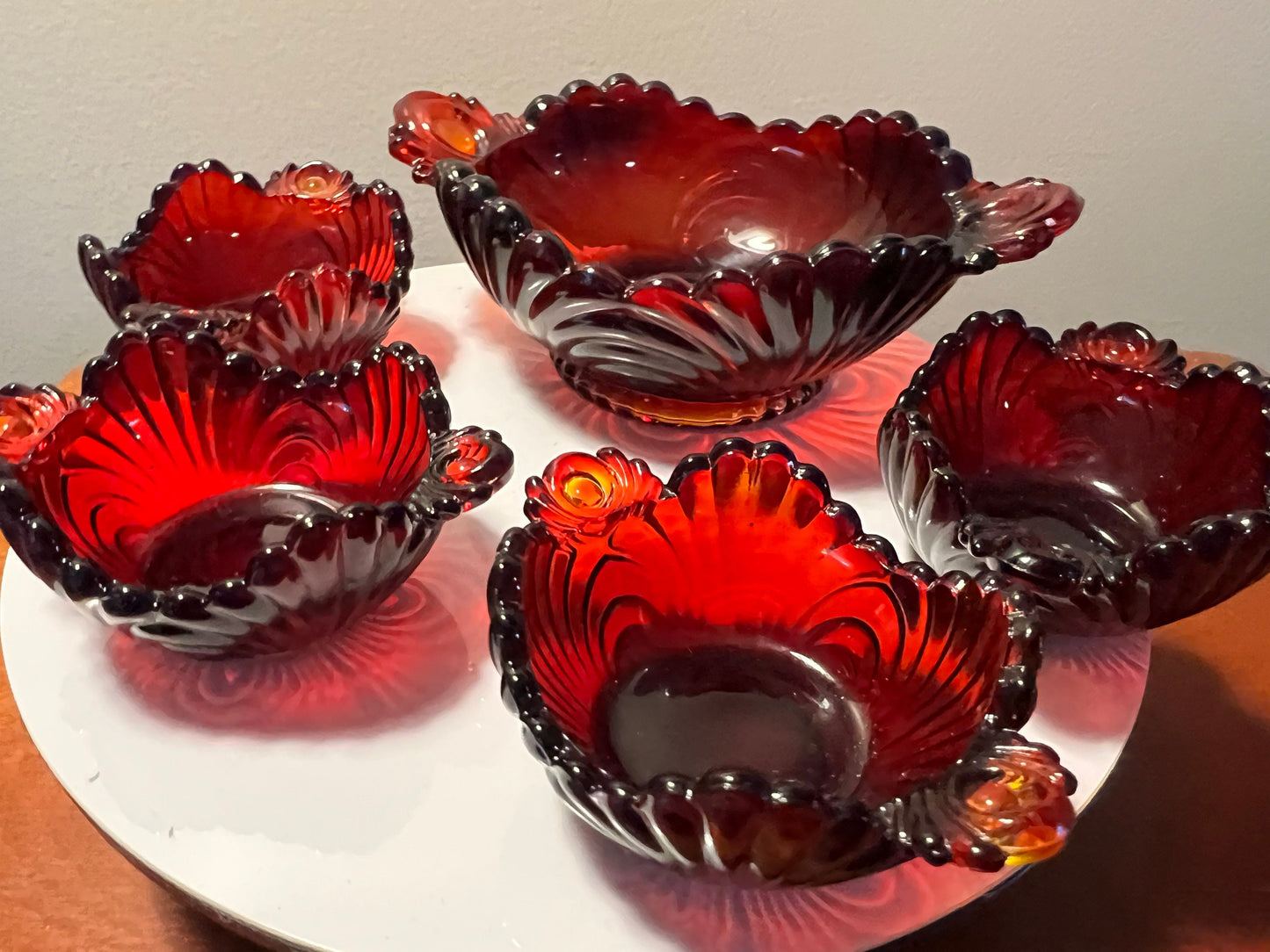 Vintage Red Amberina Glass Art Bowls Summit Art Small Glass Collection Lover Antiques & Vintage