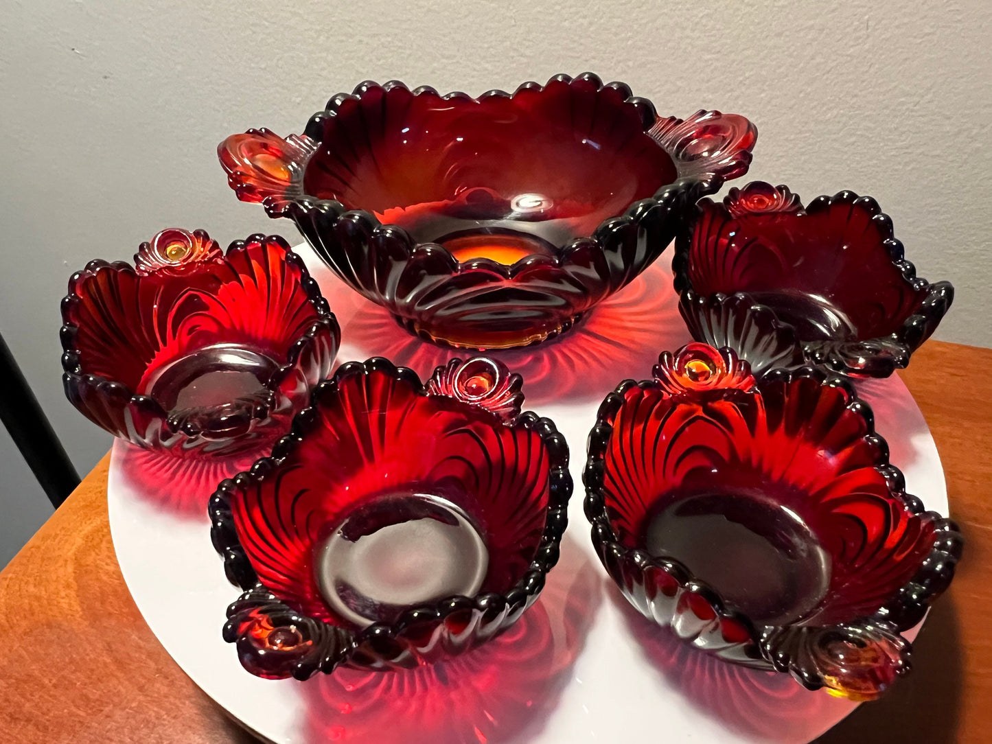 Vintage Red Amberina Glass Art Bowls Summit Art Small Glass Collection Lover Antiques & Vintage