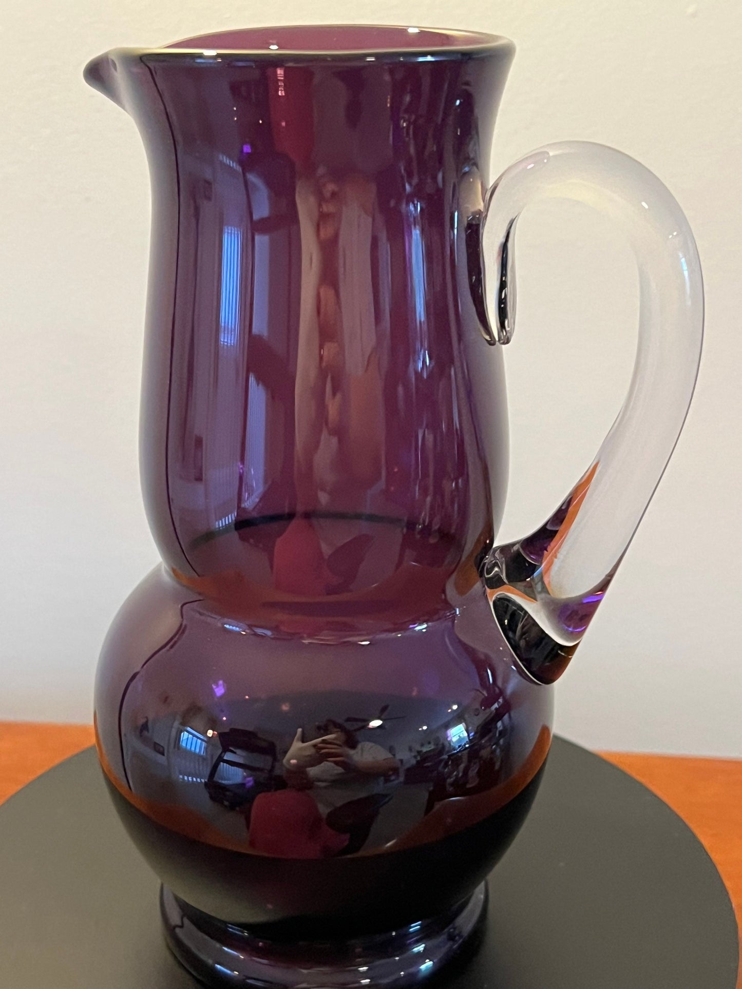Vintage Amethyst Art Glass Pitcher Purple Mid Century Glassware Glass Art Vase
