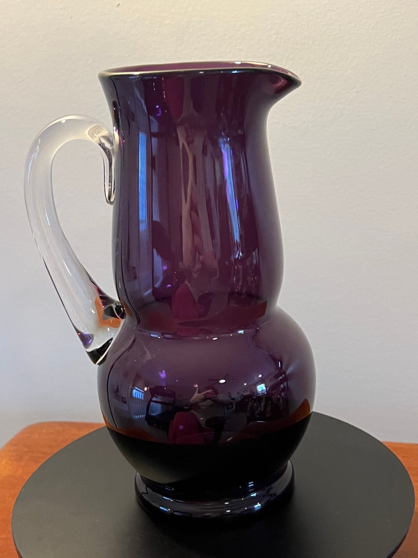 Vintage Amethyst Art Glass Pitcher Purple Mid Century Glassware Glass Art Vase