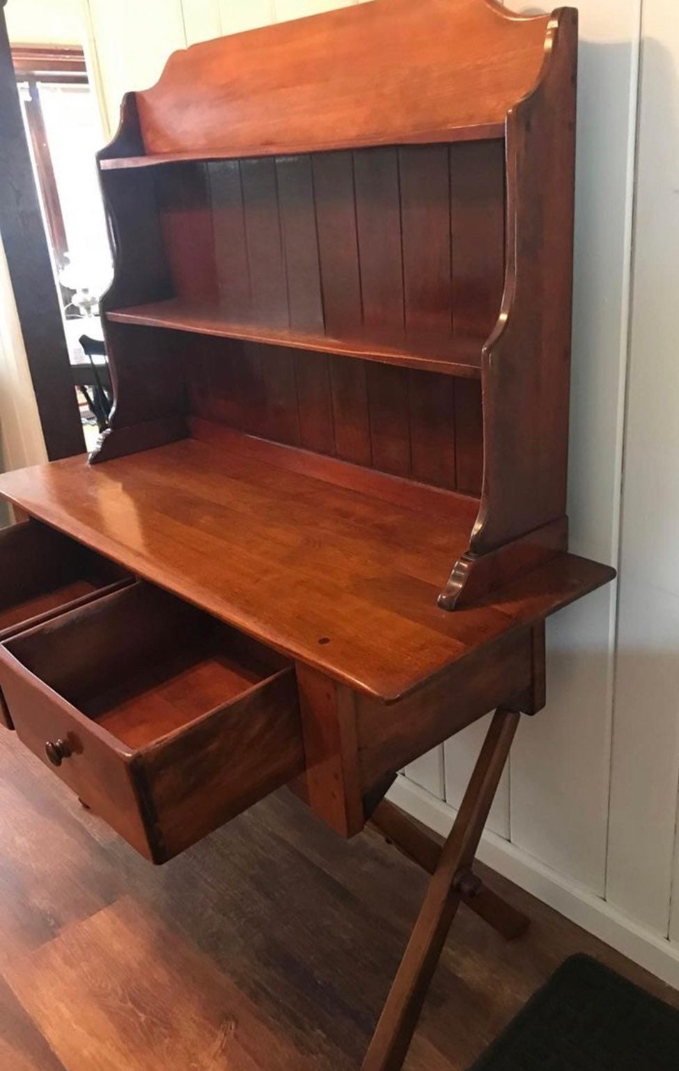 Cushman Colonial Creations North Shore Cross Base Dresser & Hutch No. 3-176 Mid Century Modern Lines Vintage Furniture