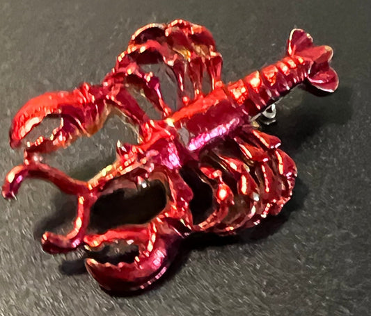 Vintage Red Lobster Brooch Pin Jewelry brooches Lover Antiques Red Enamel Pins