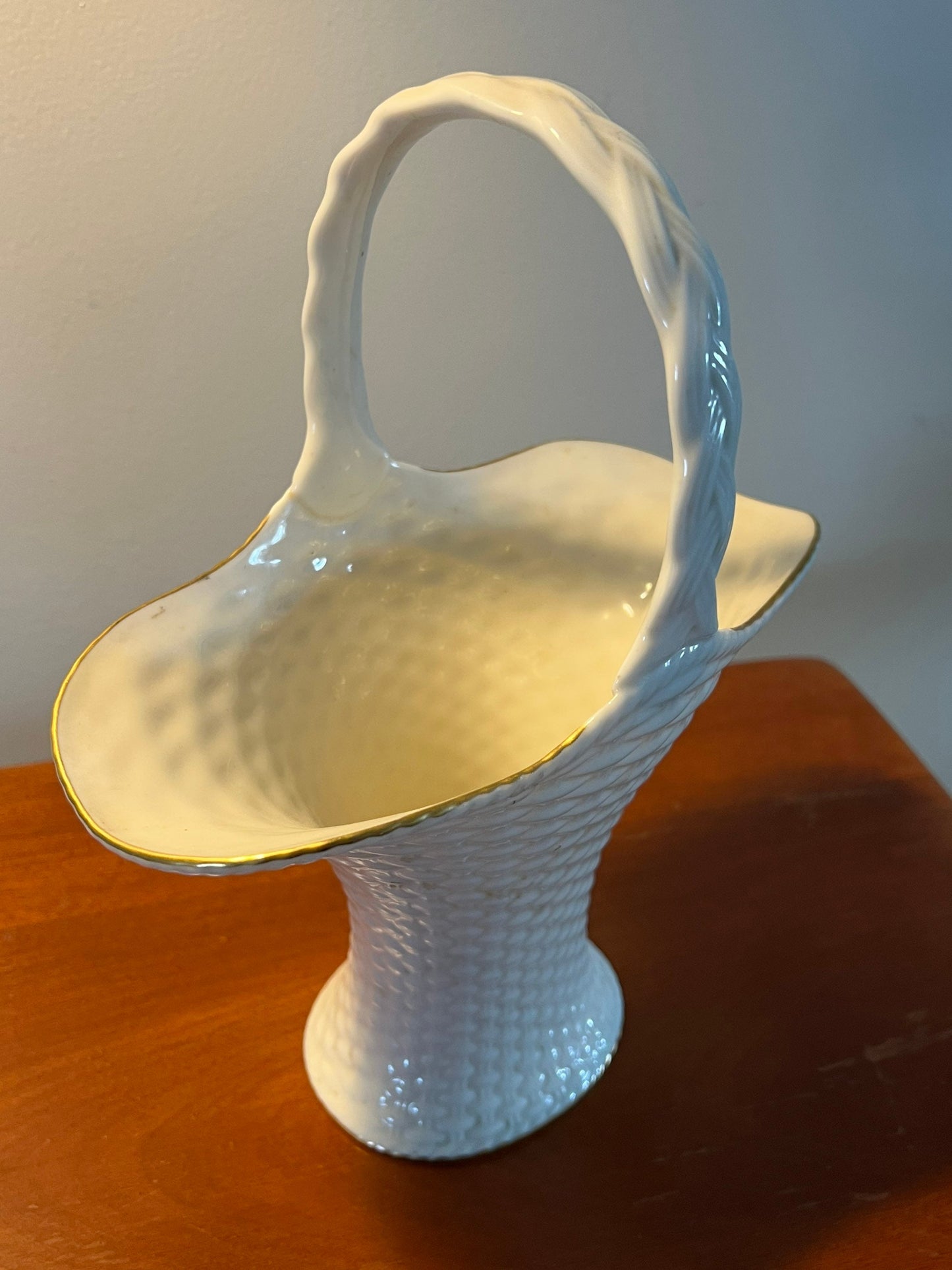 Vintage Lenox White Cream Porcelain Basket Weave Flower Vase with Handle and Gold Lining Vintage Ceramic Lover Antiques and Vintage