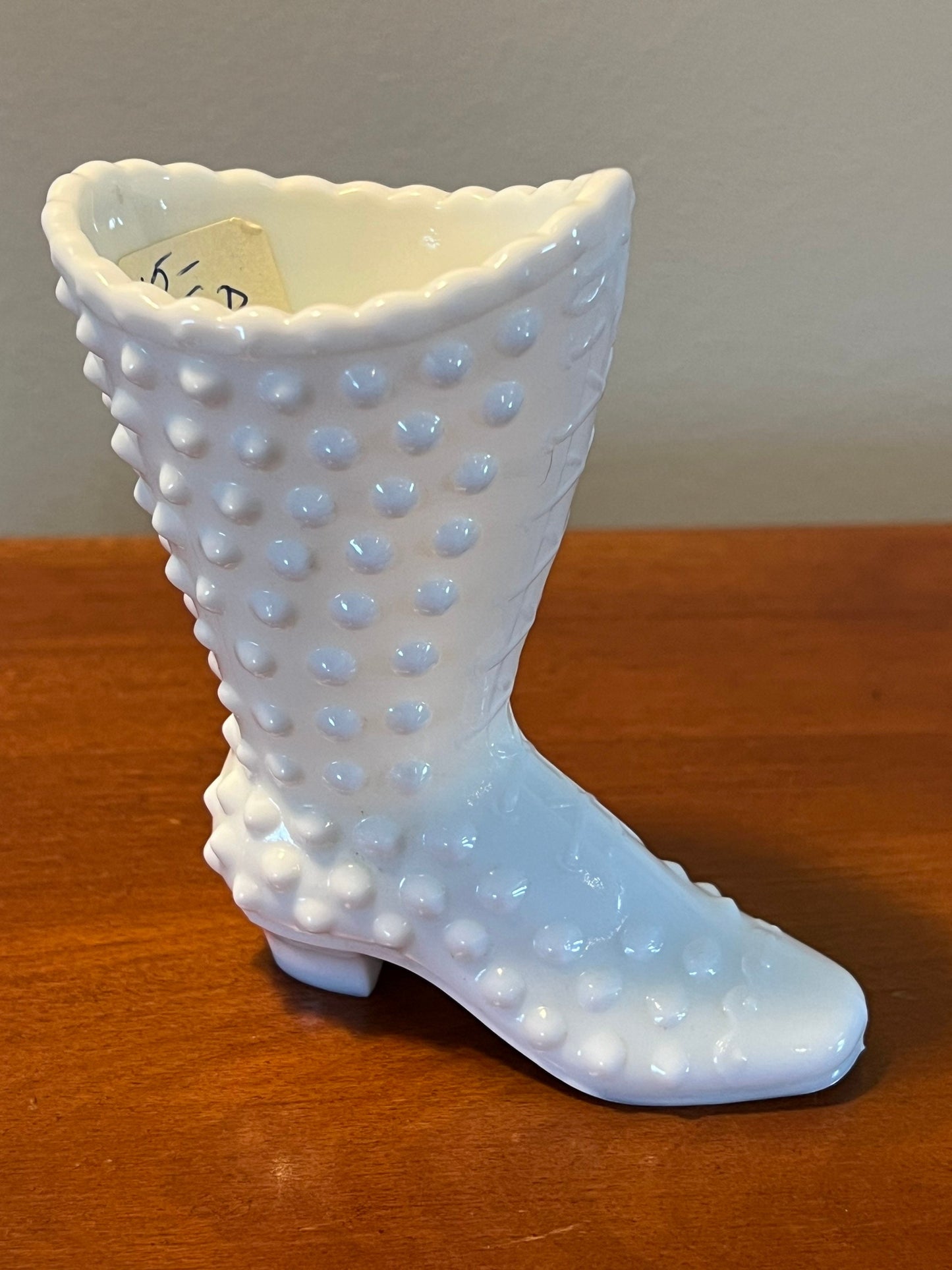 Vintage Fenton Milk Glass Hobnail Boot Shoe White Lace Victorian Boot Glass Art Lover Antiques