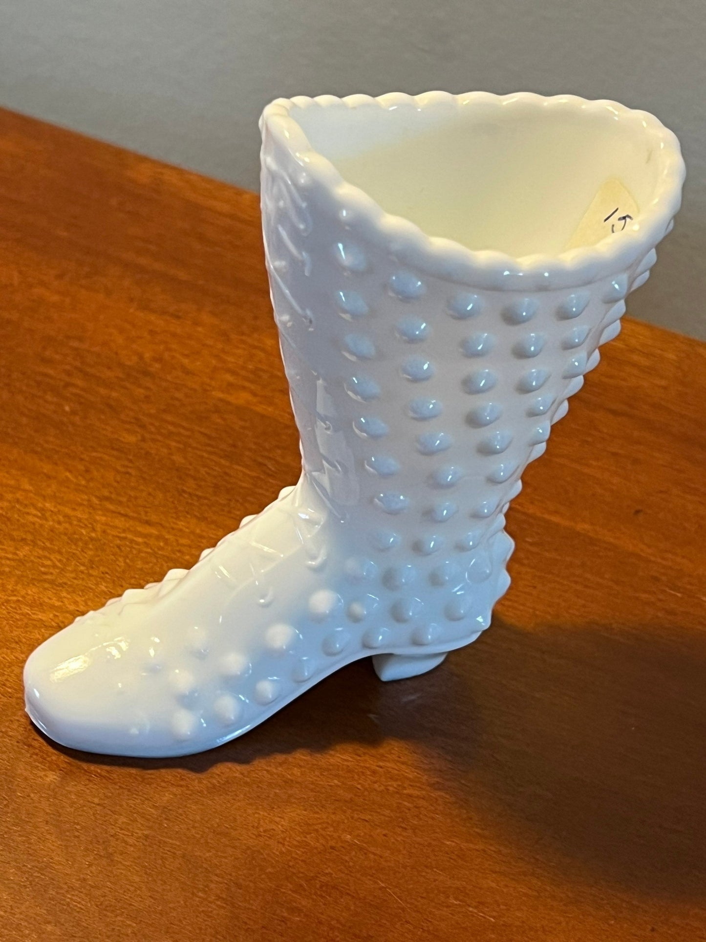 Vintage Fenton Milk Glass Hobnail Boot Shoe White Lace Victorian Boot Glass Art Lover Antiques