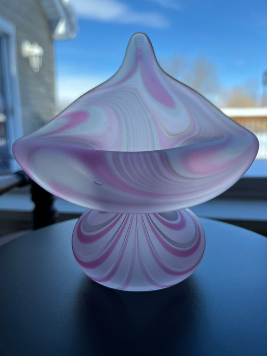 Vintage Pink Swirl Fenton Style Jax Pulpit Tulip Vase