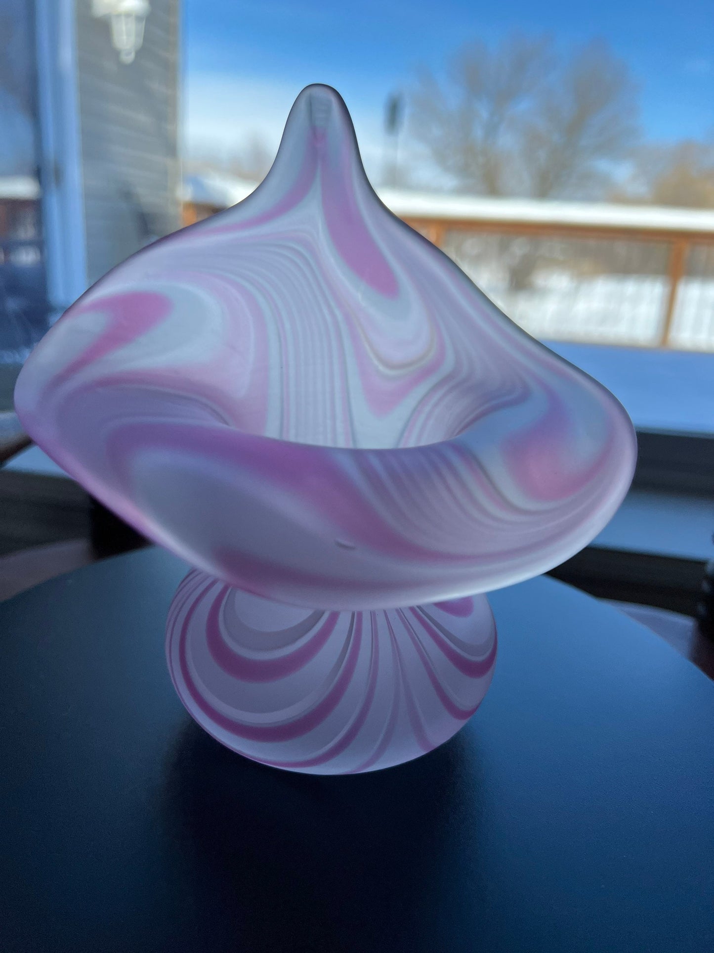 Vintage Pink Swirl Fenton Style Jax Pulpit Tulip Vase