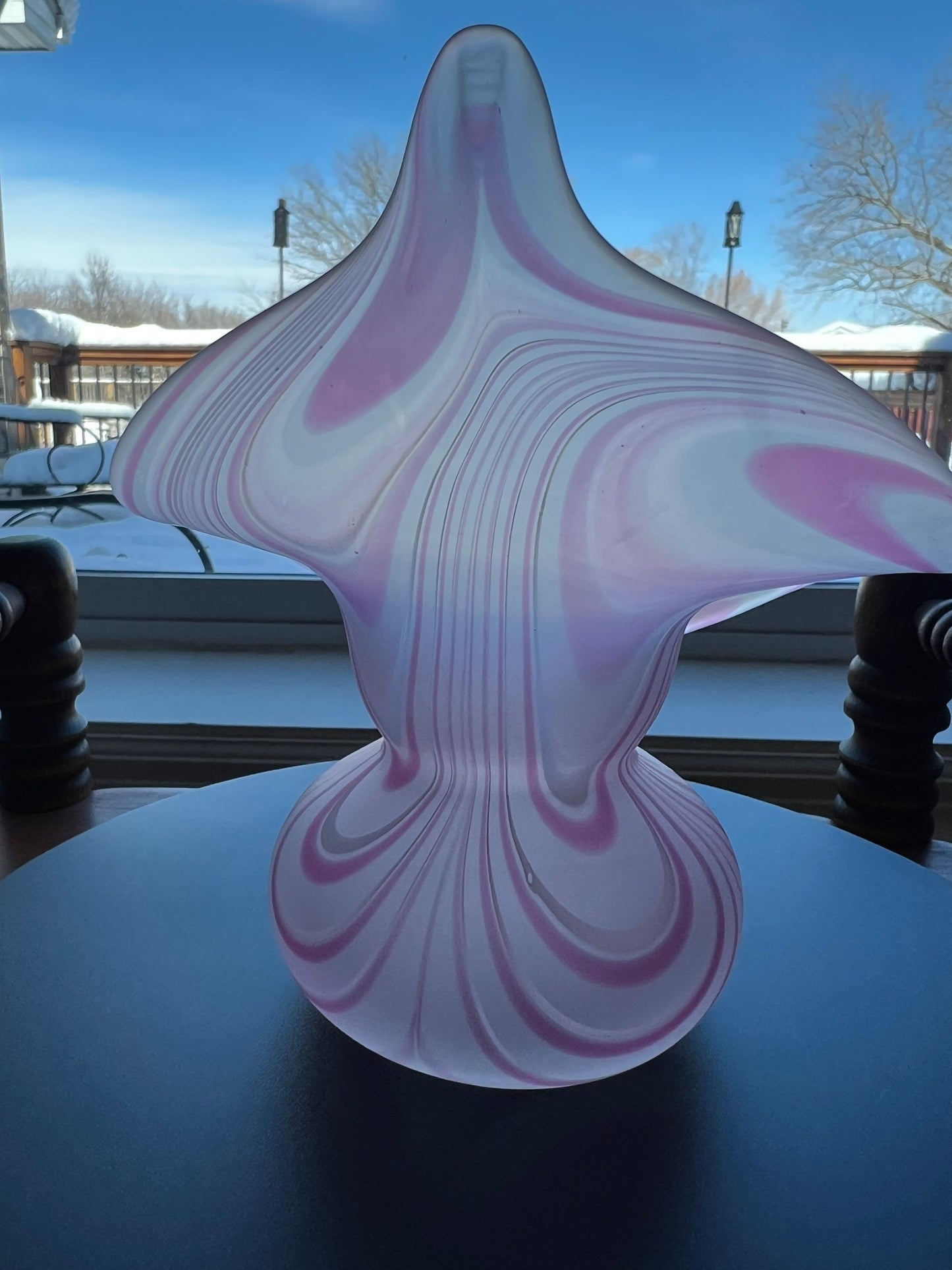 Vintage Pink Swirl Fenton Style Jax Pulpit Tulip Vase