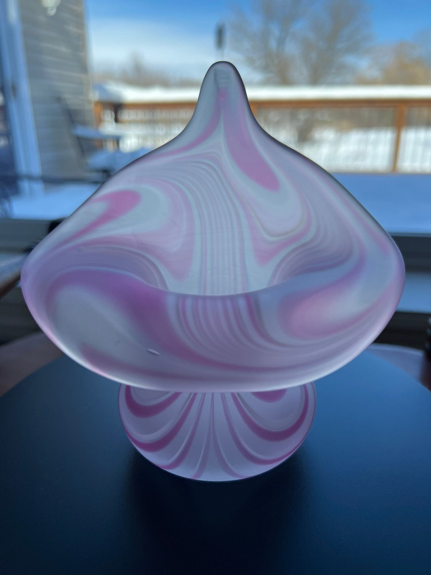 Vintage Pink Swirl Fenton Style Jax Pulpit Tulip Vase