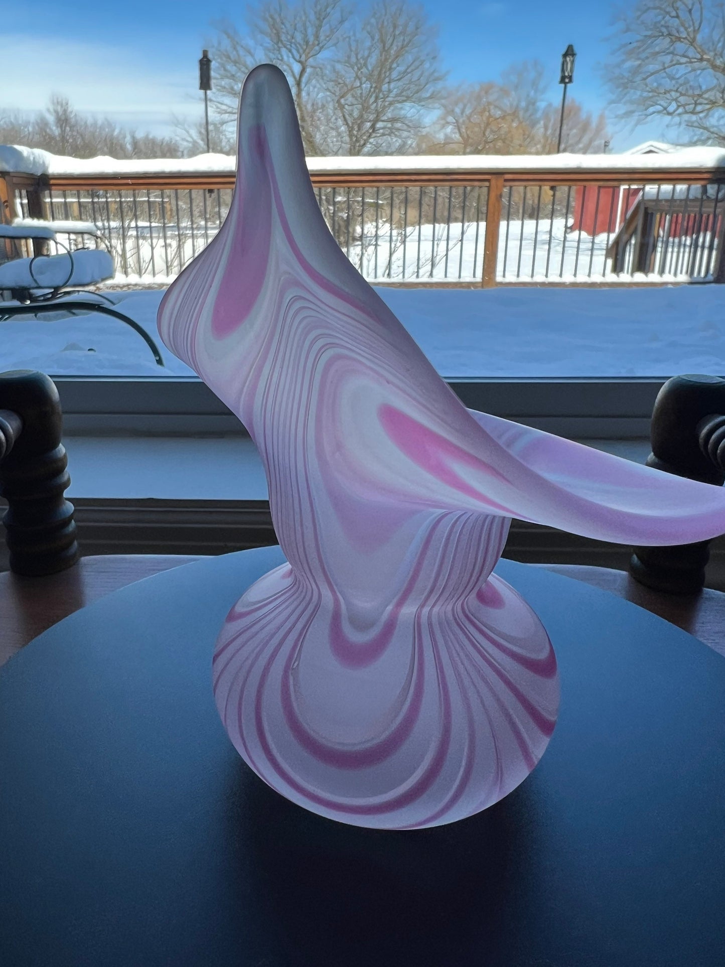 Vintage Pink Swirl Fenton Style Jax Pulpit Tulip Vase