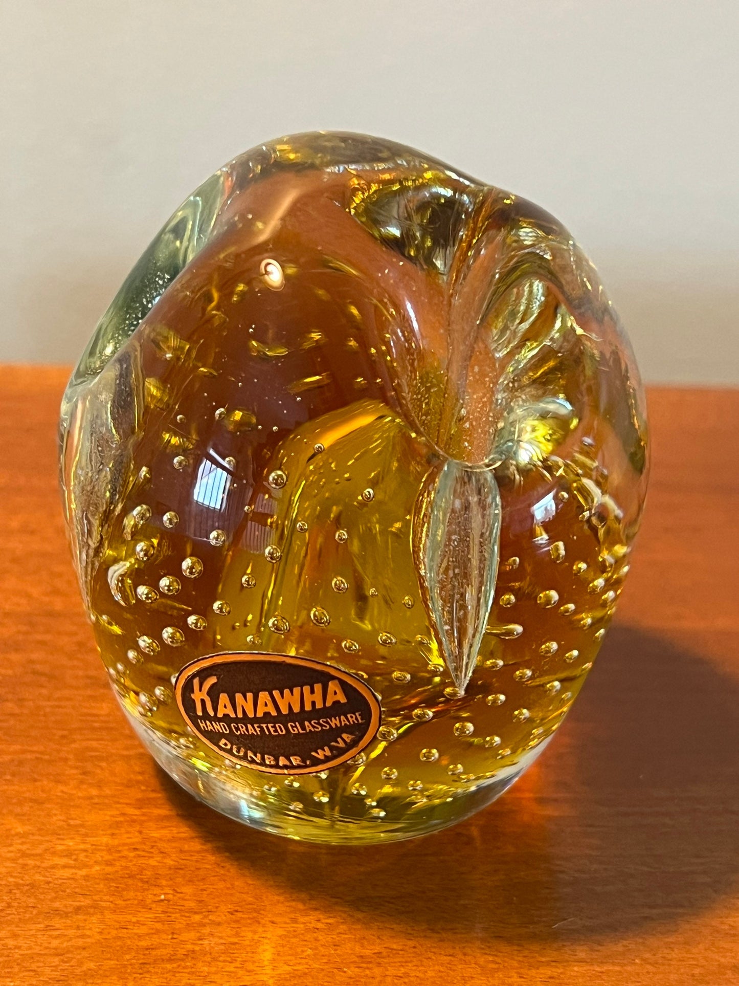 Vintage Amber Kanawha Owl Paperweight Glass Sculpture Art Glass Artwork Art Vintage Amber Kanawha Glass Art