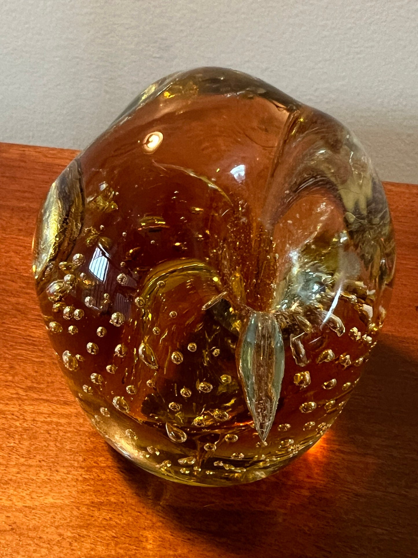 Vintage Amber Kanawha Owl Paperweight Glass Sculpture Art Glass Artwork Art Vintage Amber Kanawha Glass Art