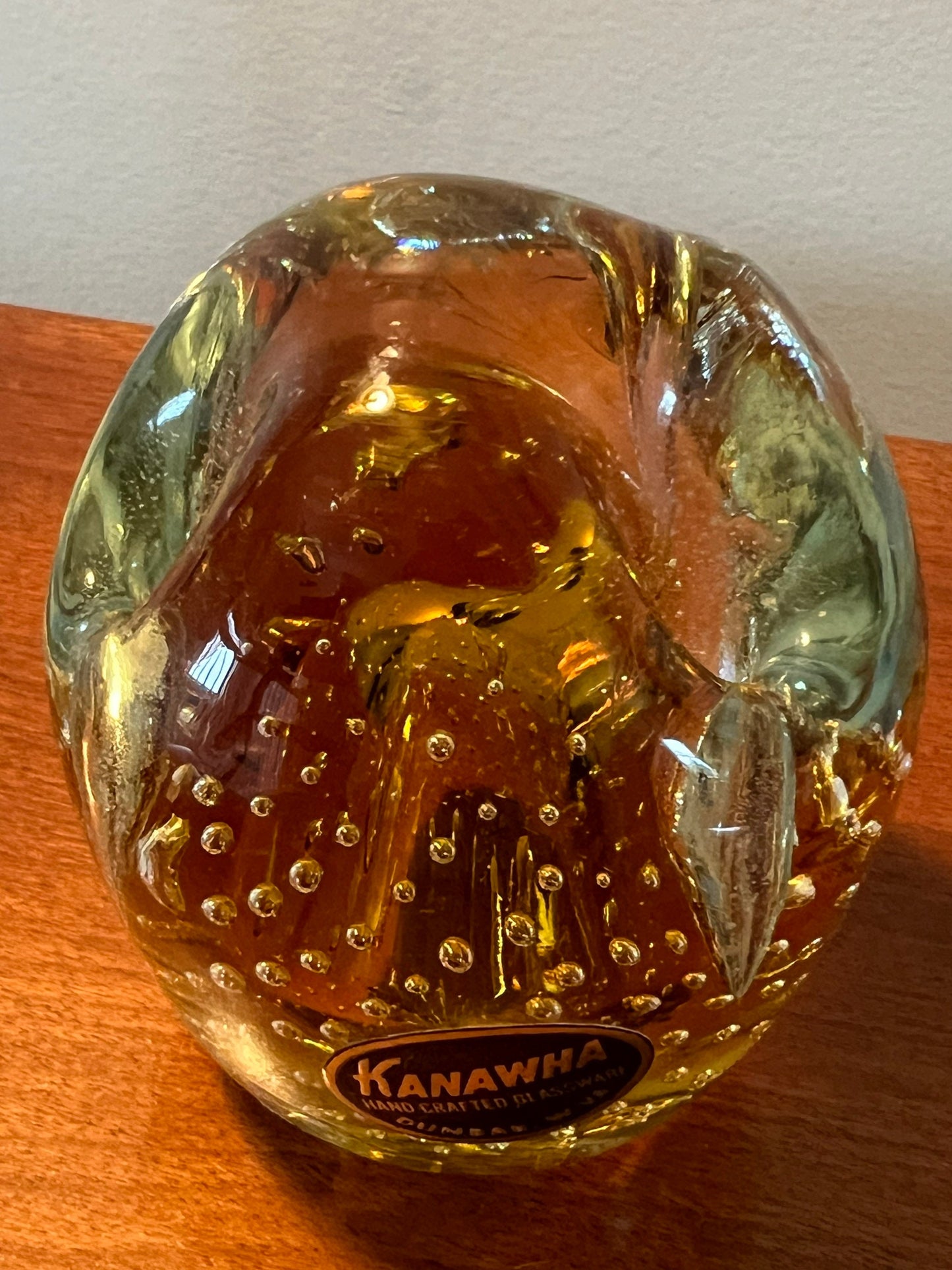 Vintage Amber Kanawha Owl Paperweight Glass Sculpture Art Glass Artwork Art Vintage Amber Kanawha Glass Art