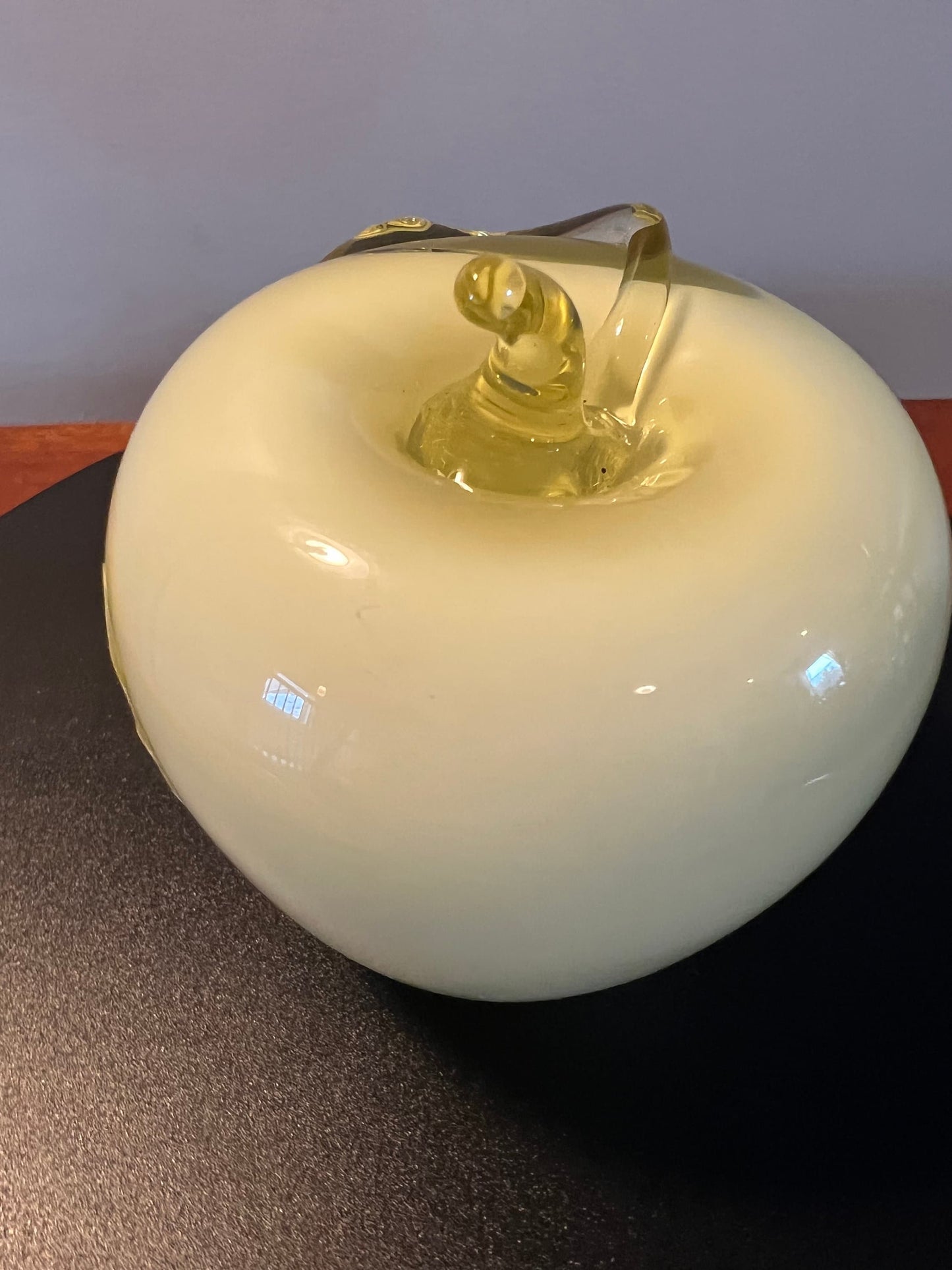 Vintage Fenton Yellow Glass Apple Paperweight with Overlay Apples Lover Antiques & Vintage