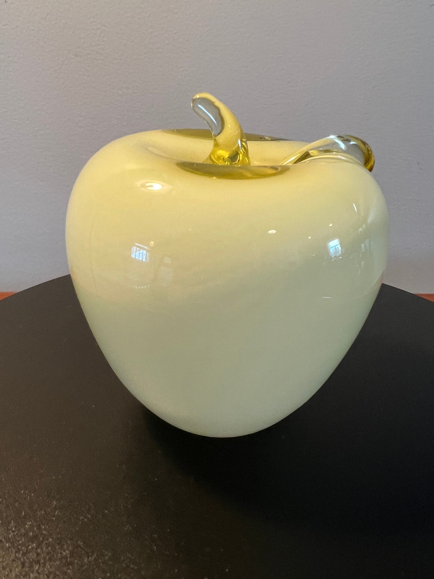 Vintage Fenton Yellow Glass Apple Paperweight with Overlay Apples Lover Antiques & Vintage