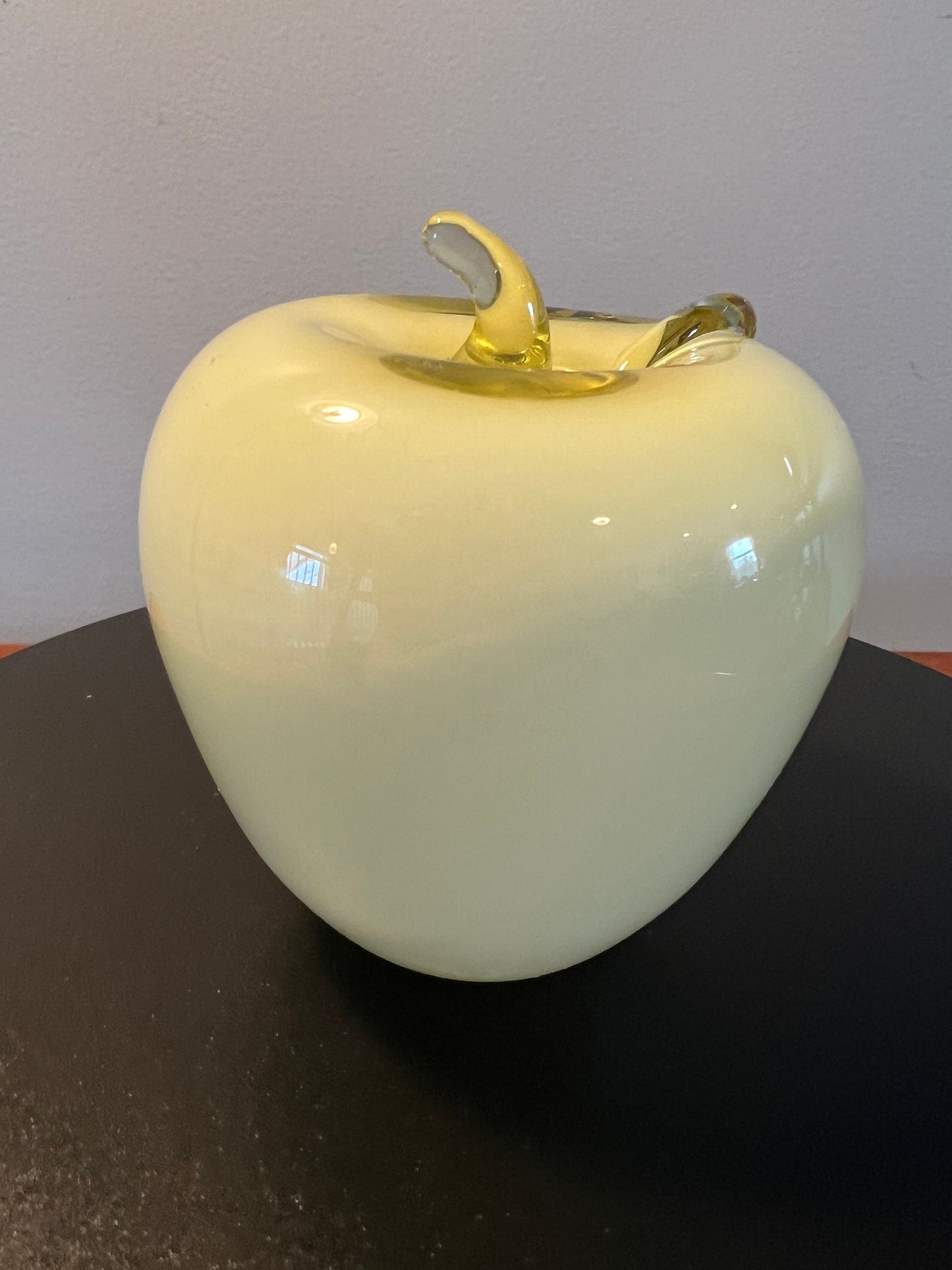 Vintage Fenton Yellow Glass Apple Paperweight with Overlay Apples Lover Antiques & Vintage
