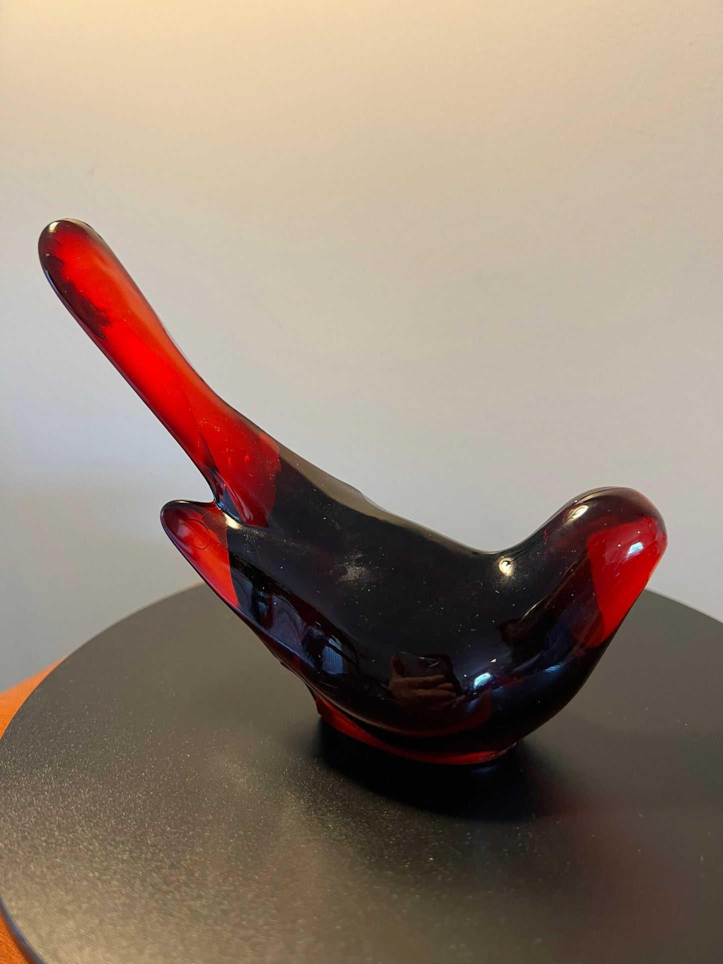 Vintage Fenton Red Long Tail Bird Figurine Amberina Art Glass Red Tailed Glass Figurine Lover Antiques and Vintage