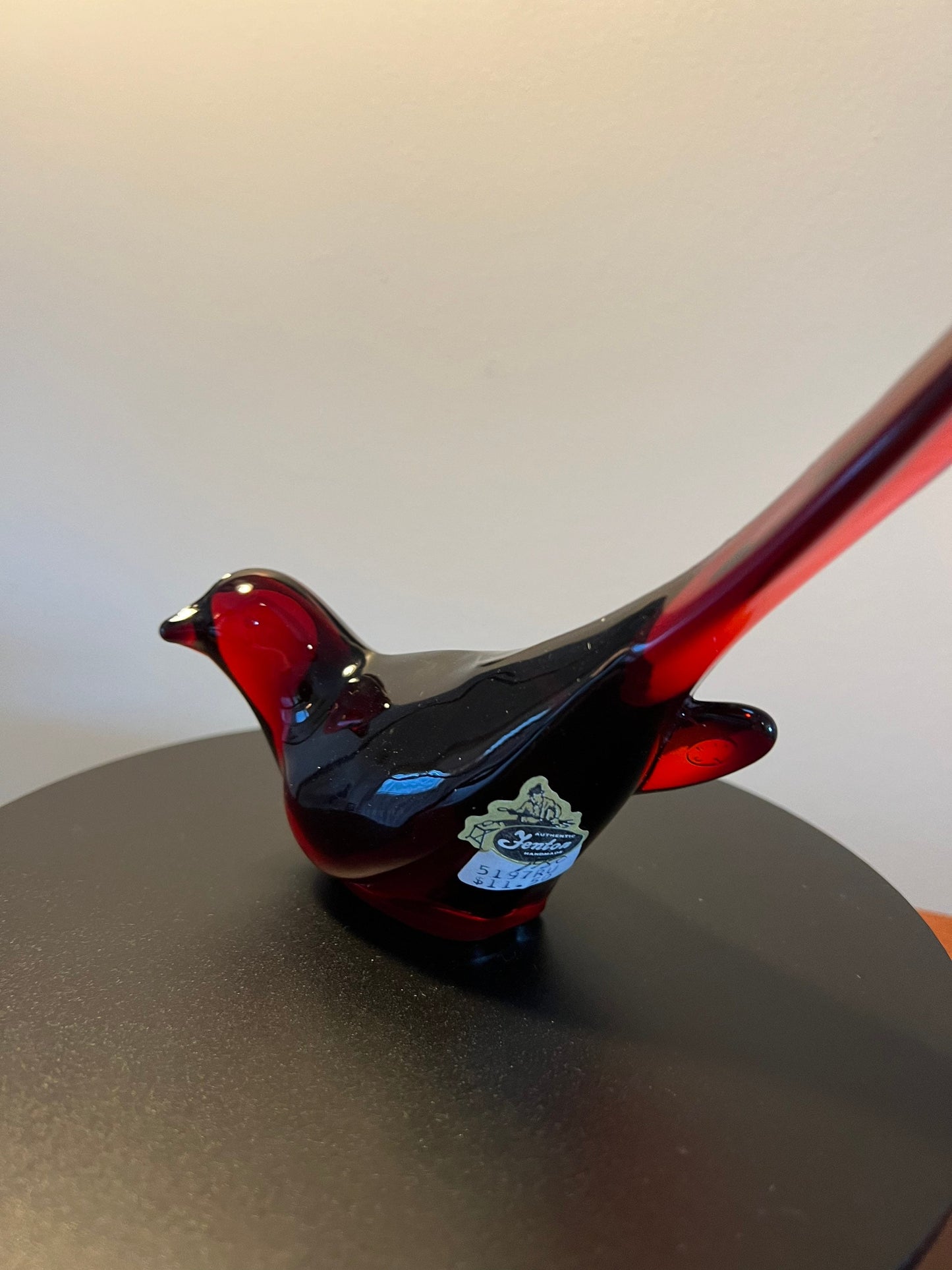 Vintage Fenton Red Long Tail Bird Figurine Amberina Art Glass Red Tailed Glass Figurine Lover Antiques and Vintage