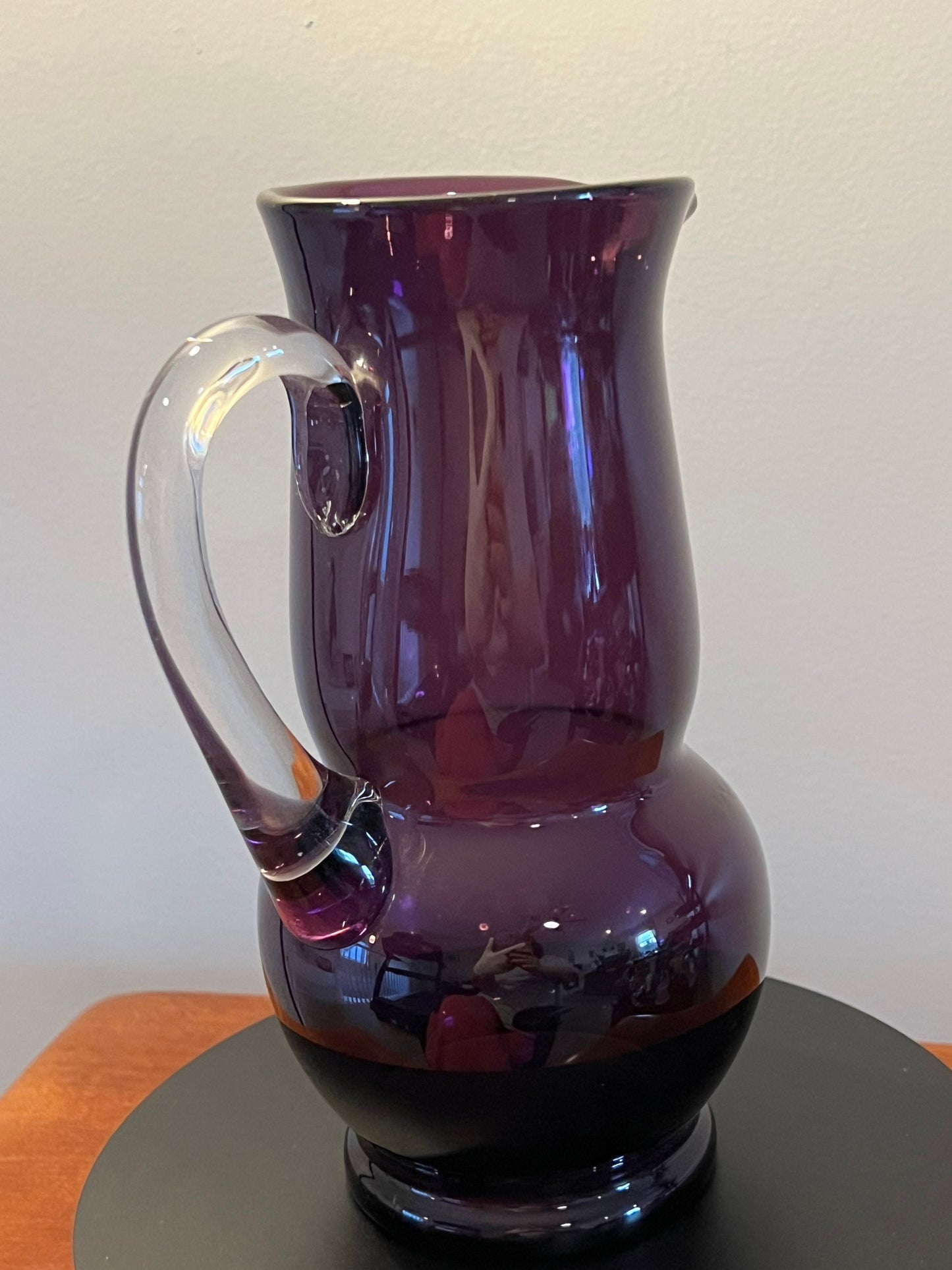Vintage Amethyst Art Glass Pitcher Purple Mid Century Glassware Glass Art Vase