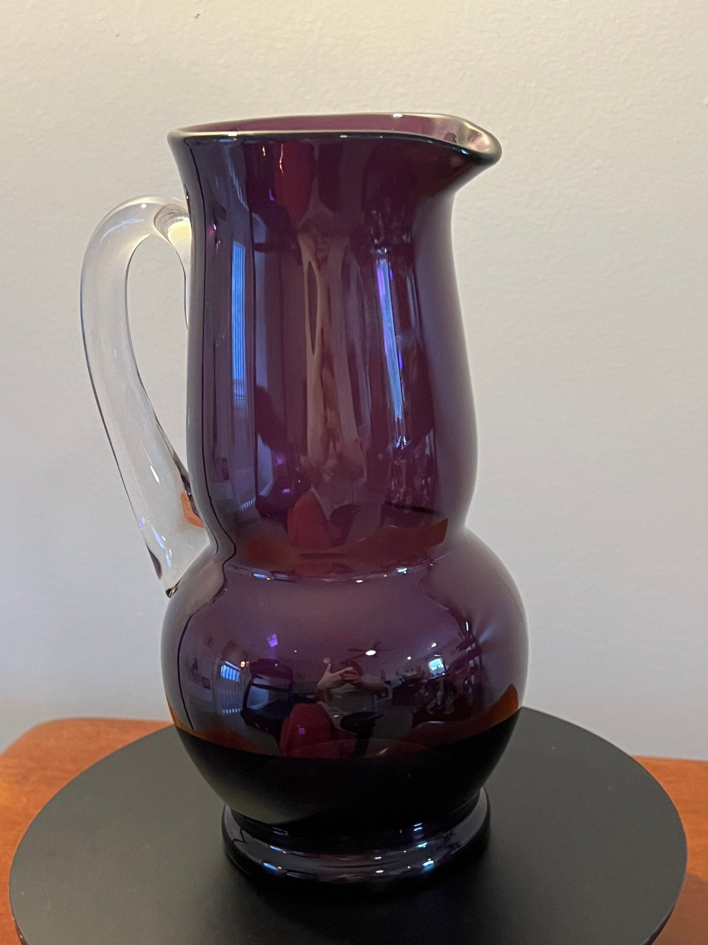 Vintage Amethyst Art Glass Pitcher Purple Mid Century Glassware Glass Art Vase
